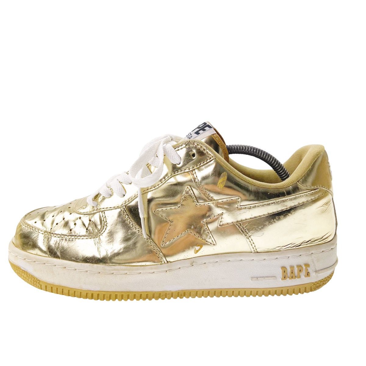 Bape Bape Bapesta Gold Trainers Size US 10 / EU 43 - 3 Thumbnail
