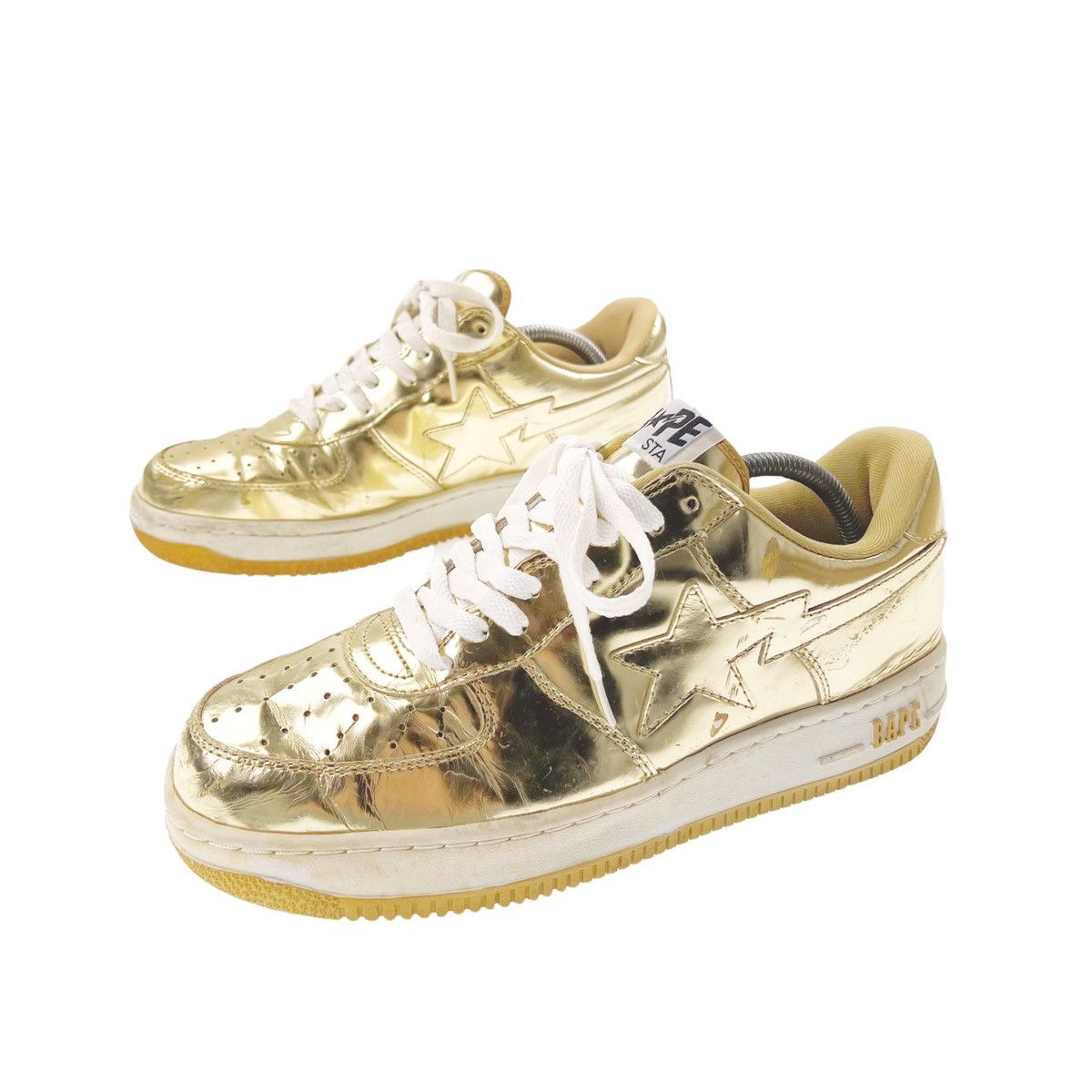 Bape Bape Bapesta Gold Trainers Size US 10 / EU 43 - 1 Thumbnail