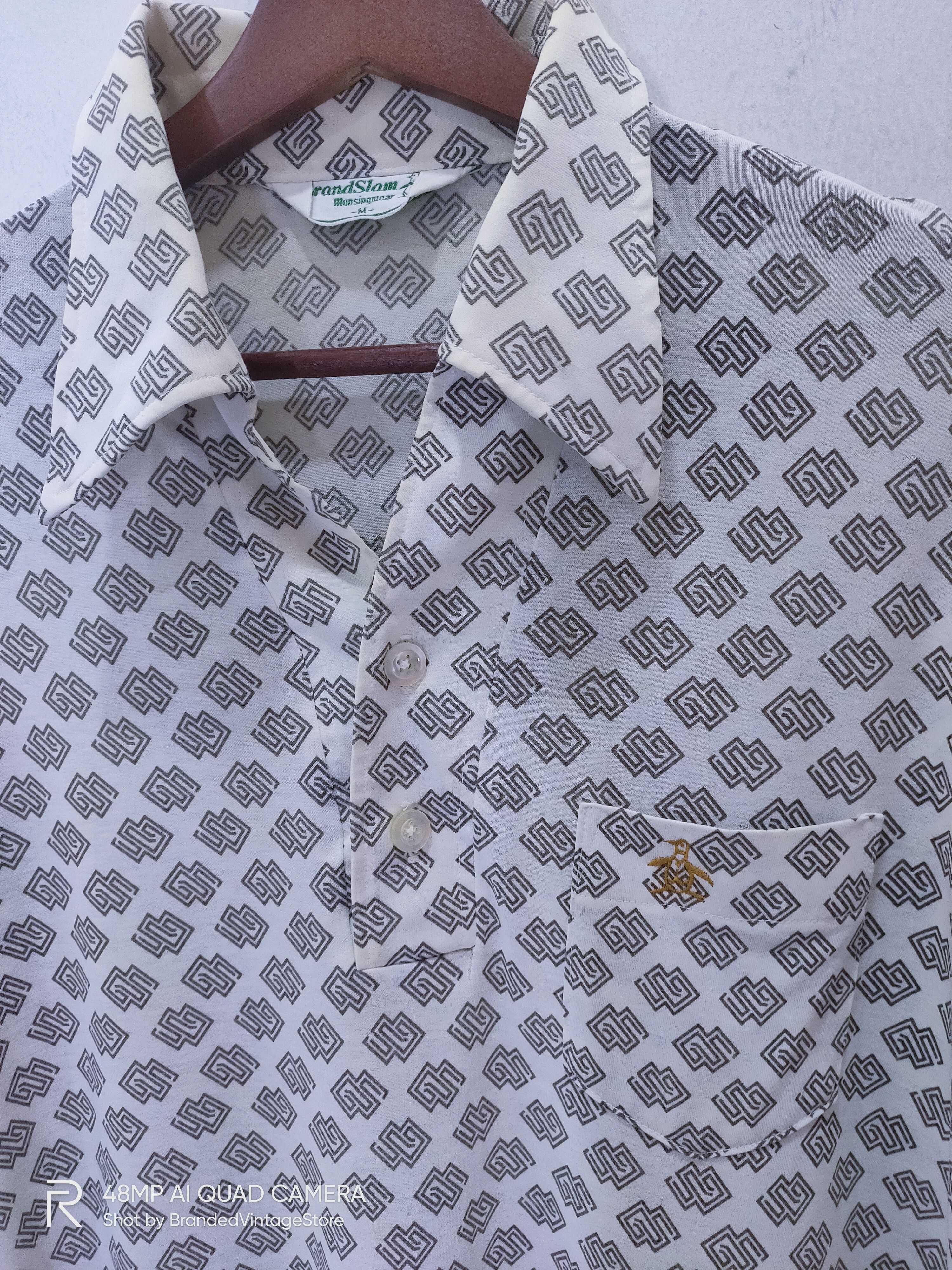 Grand Slam × Japanese Brand MUNSINGWEAR Grand Slam Fullprint All Over Stamp Dress Shirt Size US M / EU 48-50 / 2 - 5 Thumbnail