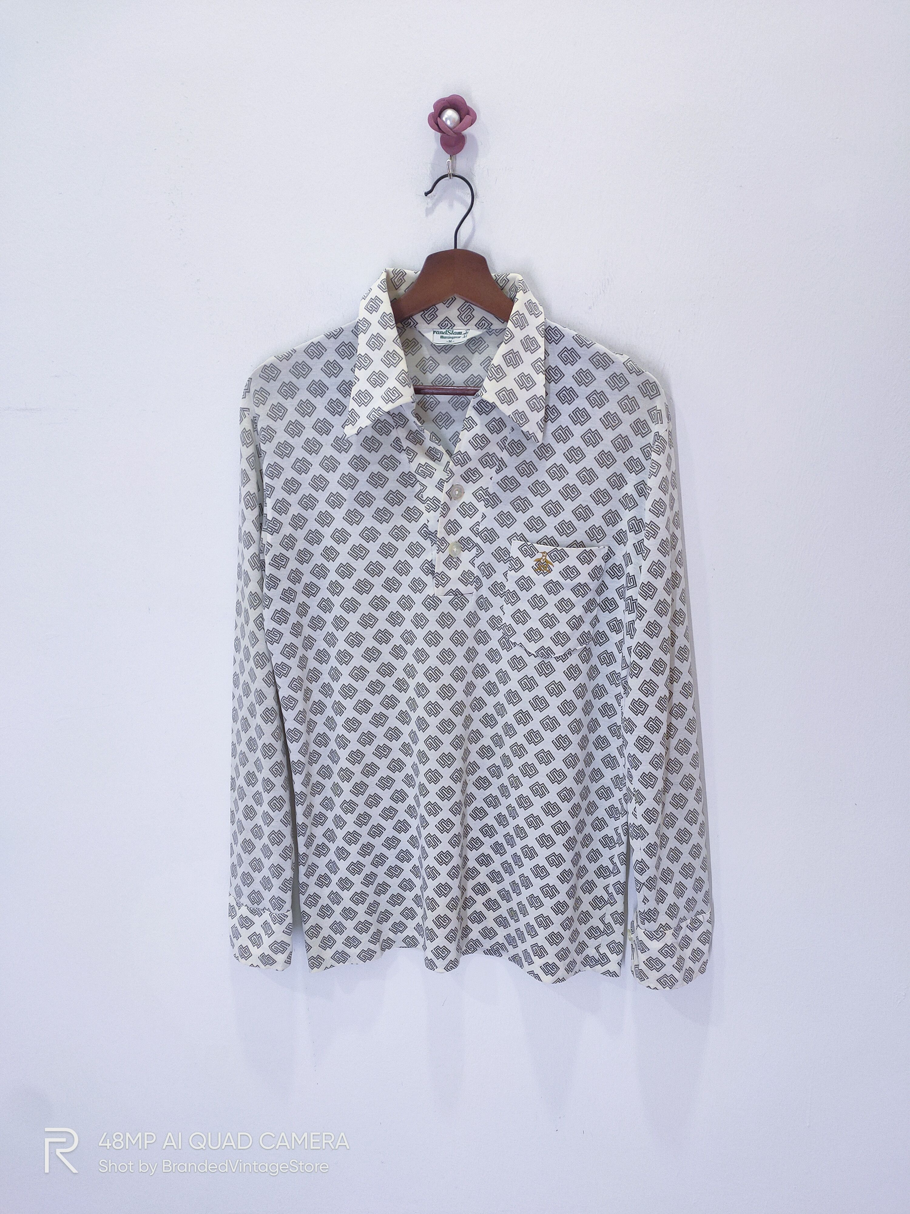 Grand Slam × Japanese Brand MUNSINGWEAR Grand Slam Fullprint All Over Stamp Dress Shirt Size US M / EU 48-50 / 2 - 1 Thumbnail