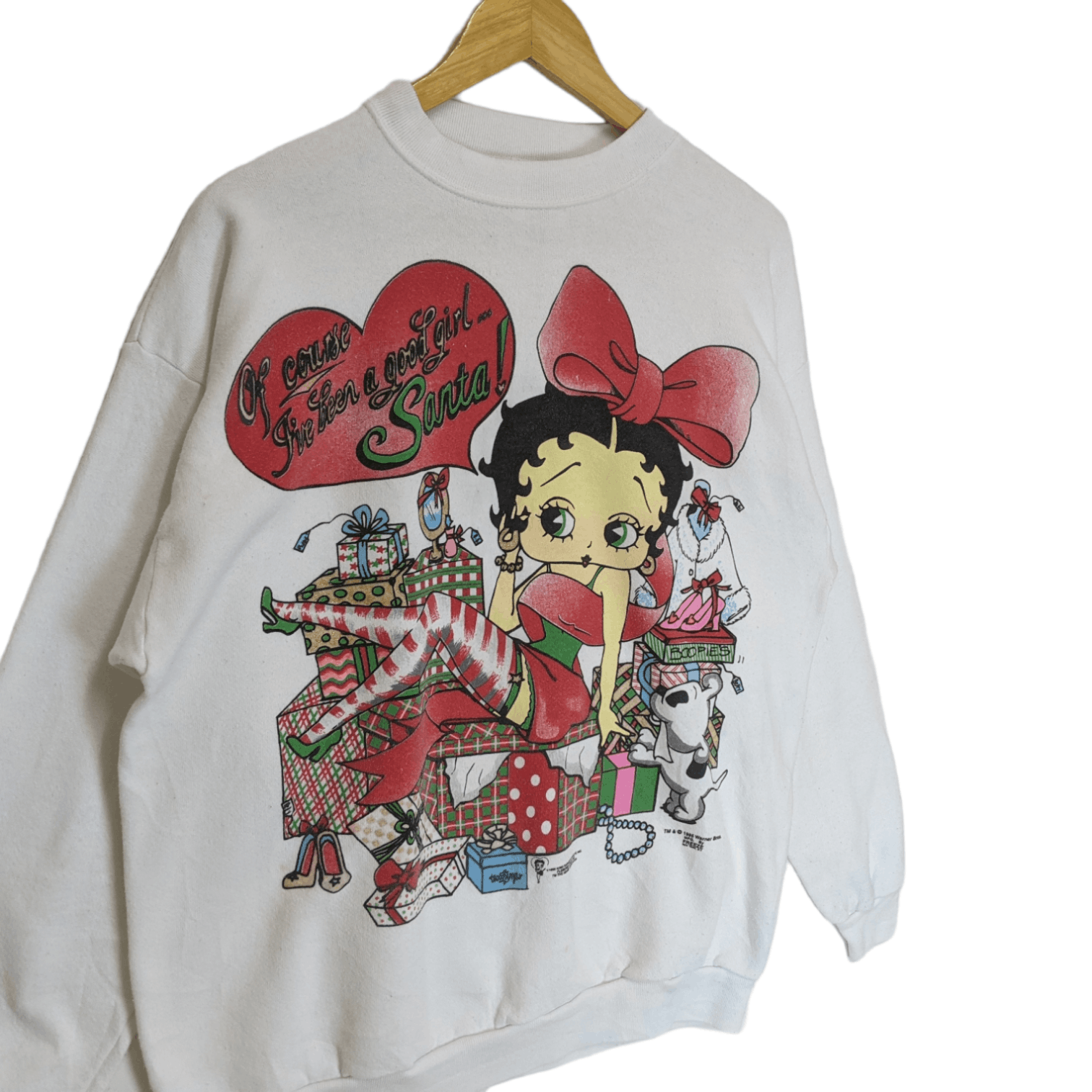 Tultex Vitg 90's TULTEX Betty Boop Christmas Big Image Sweatshirt Size US L / EU 52-54 / 3 - 3 Thumbnail
