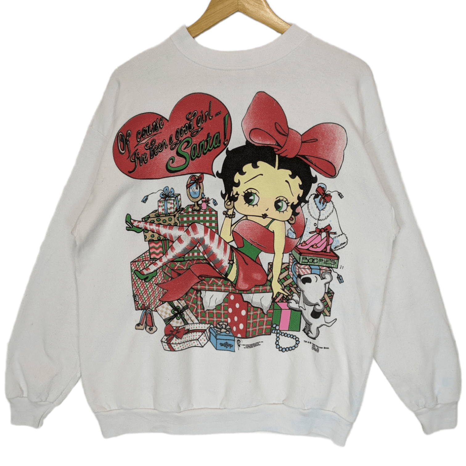Tultex Vitg 90's TULTEX Betty Boop Christmas Big Image Sweatshirt Size US L / EU 52-54 / 3 - 2 Thumbnail