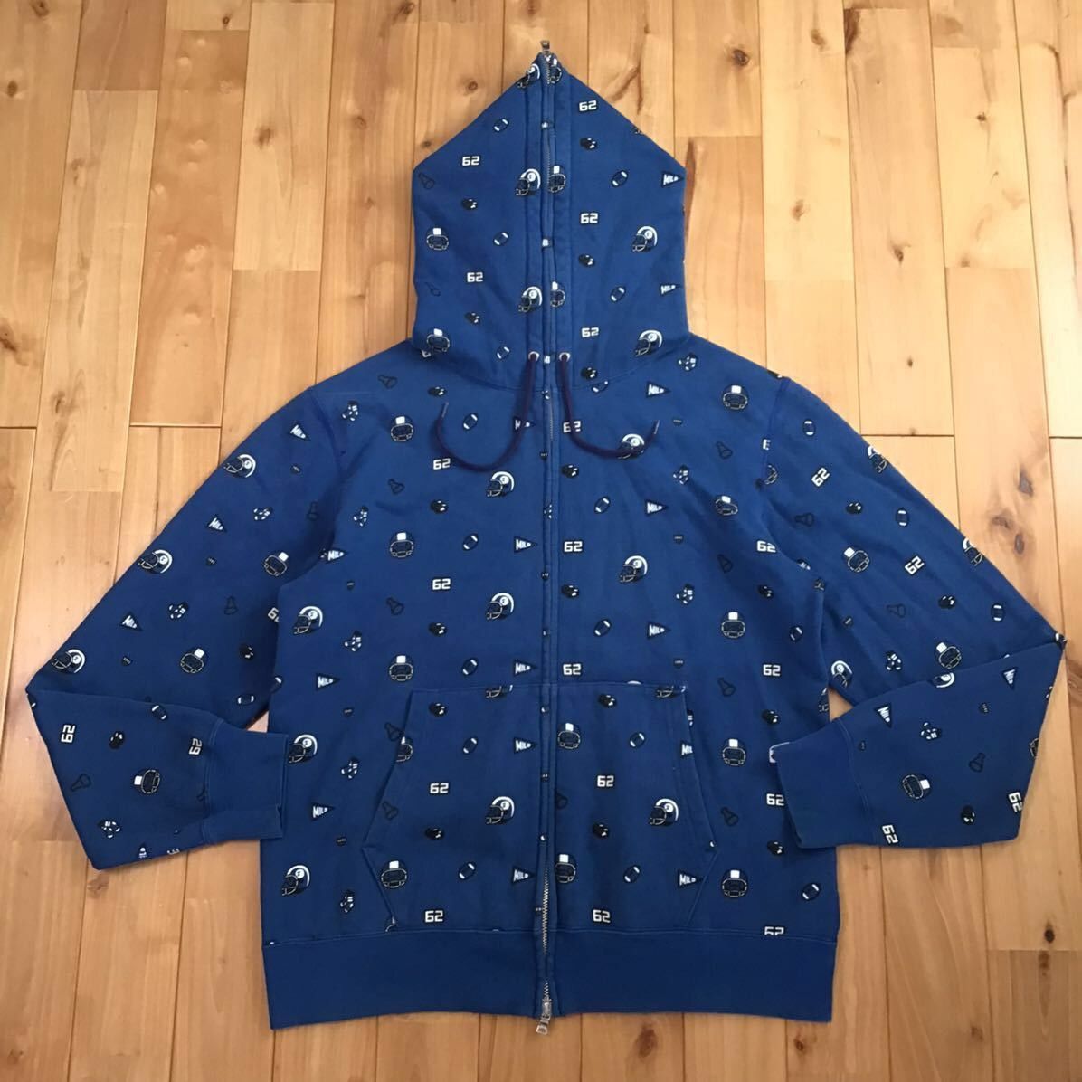 Bape Nigo BAPE Football Milo Monogram Full Zip Hoodie a bathing ape Grailed