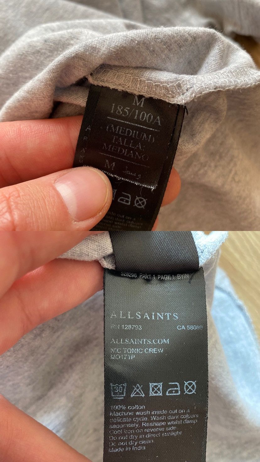 Allsaints AllSaints Cotton Tonic Crew Neck Grey Men’s T-shirt Size US M / EU 48-50 / 2 - 10 Thumbnail