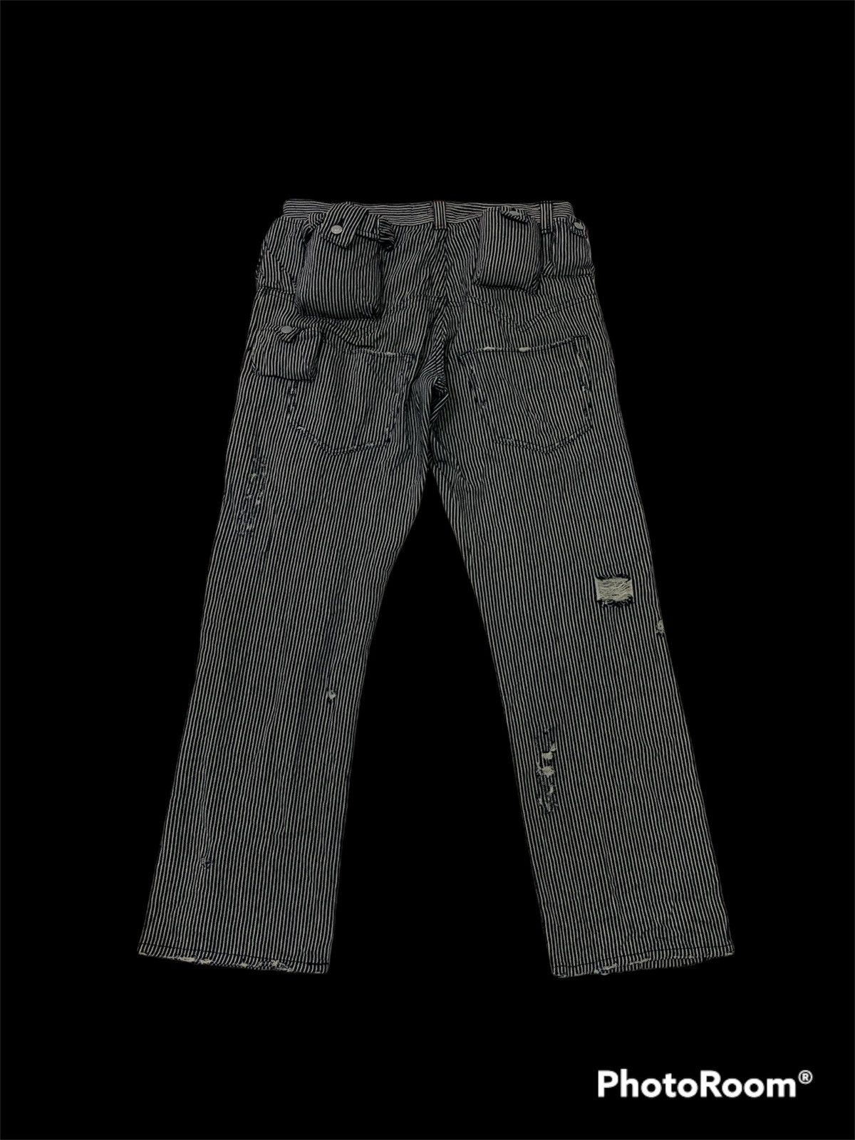 Issey Miyake SUNAO KUWAHARA HICKORY STRIPED DISTRESSED PANTS JEANS Size US 32 / EU 48 - 4 Thumbnail