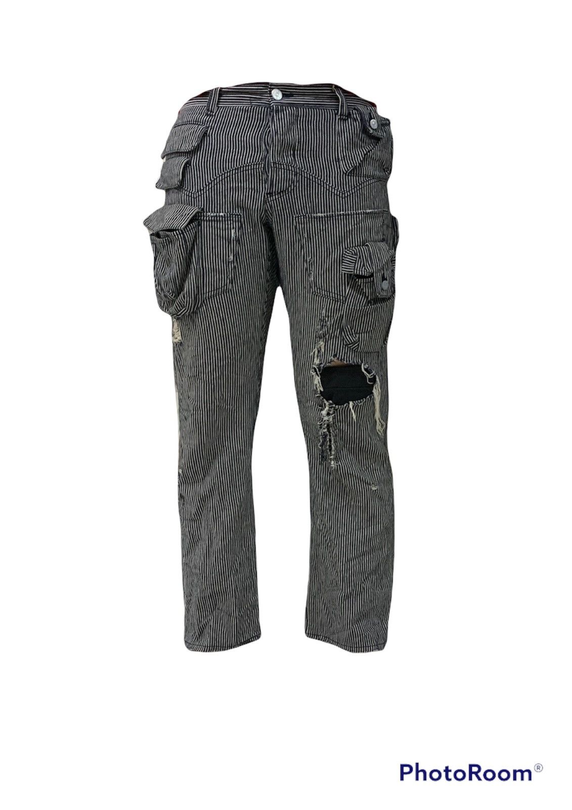 Issey Miyake SUNAO KUWAHARA HICKORY STRIPED DISTRESSED PANTS JEANS Size US 32 / EU 48 - 1 Thumbnail