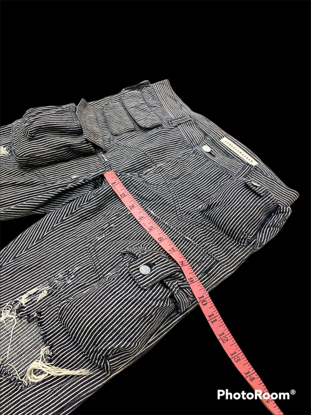 Issey Miyake SUNAO KUWAHARA HICKORY STRIPED DISTRESSED PANTS JEANS Size US 32 / EU 48 - 7 Thumbnail