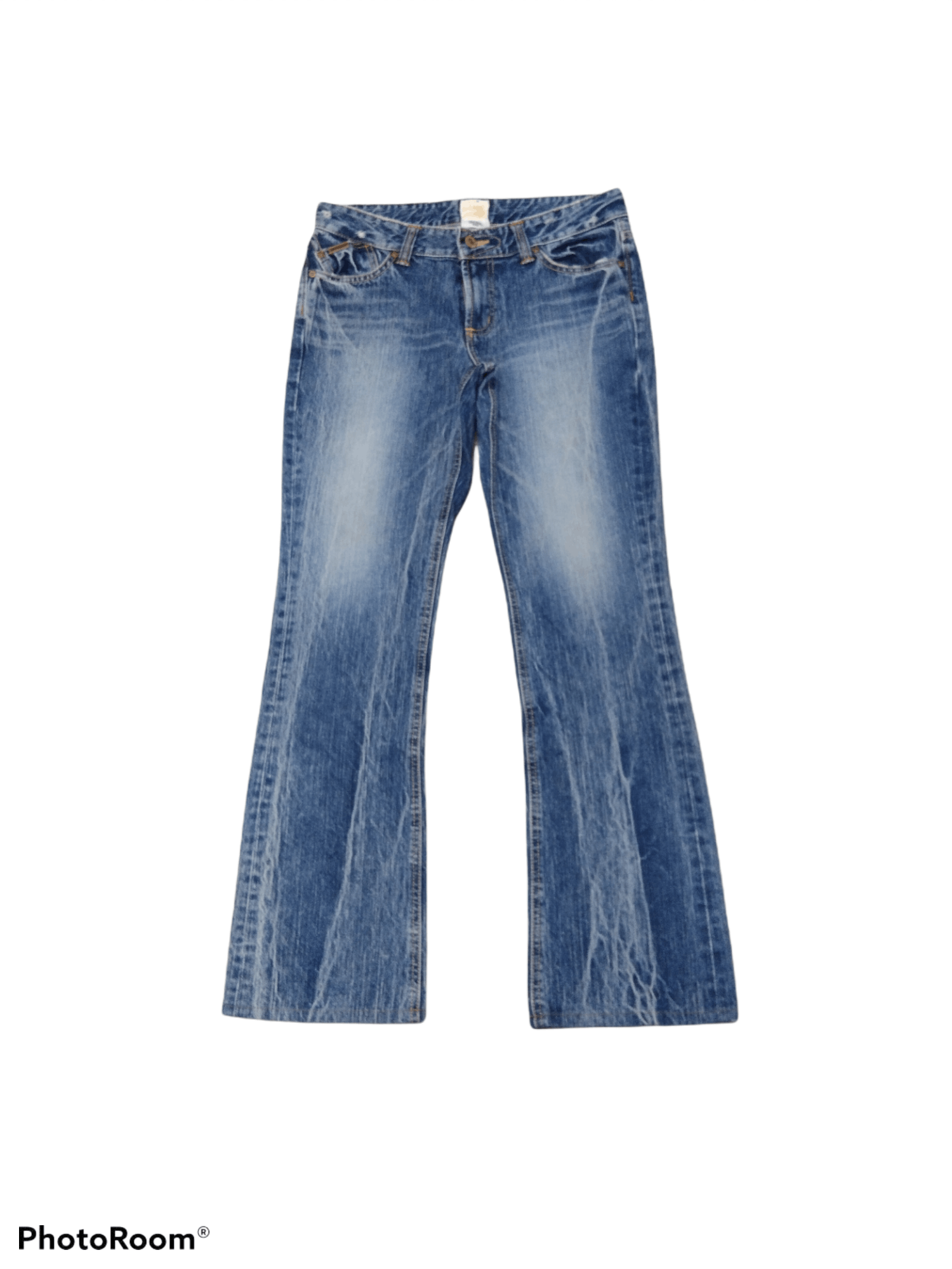 image of Avant Garde x Distressed Denim Flaredistressed Washed Blue Edwin Denim Pants, Men's (Size 29)