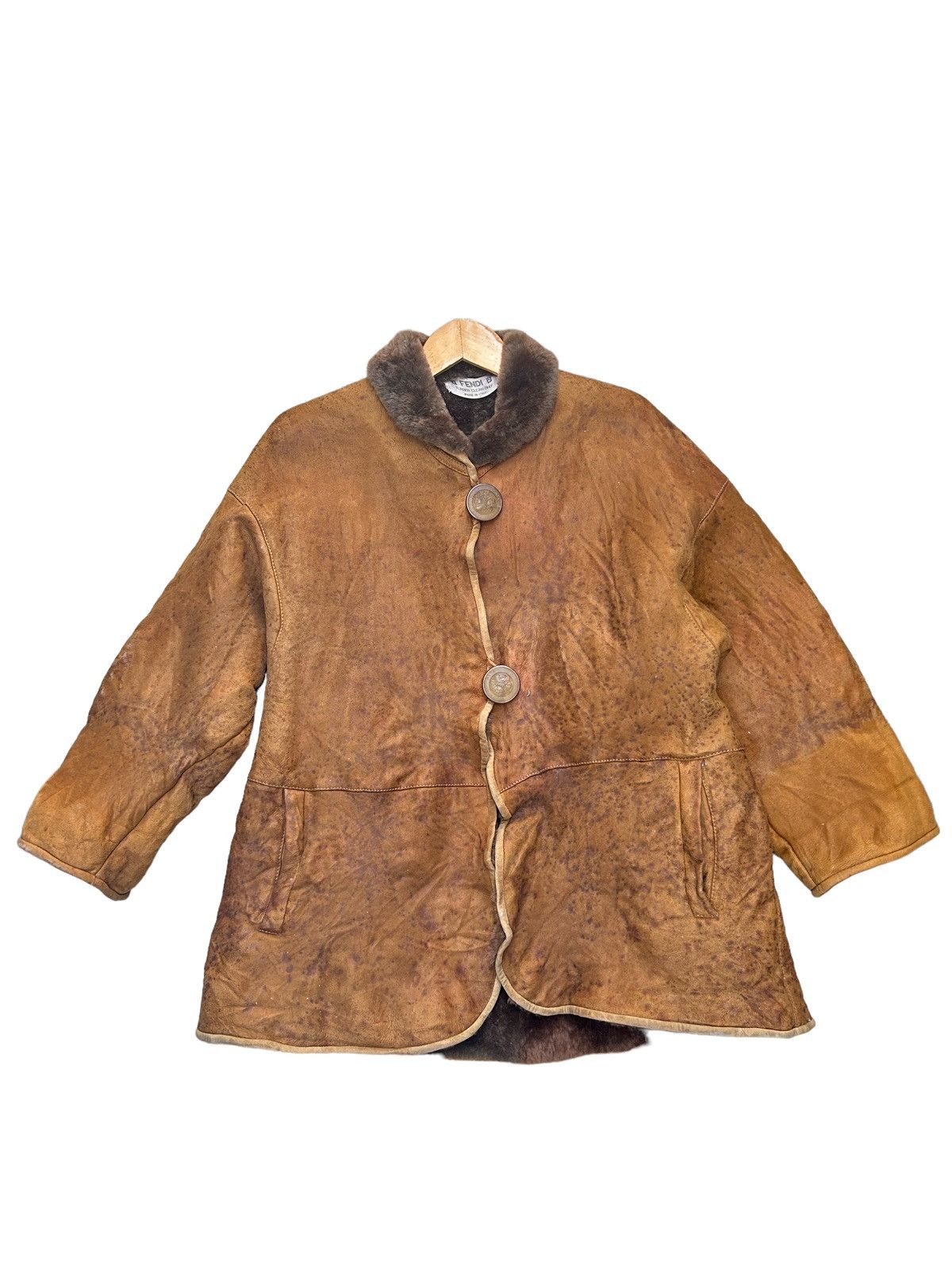 image of 70's Fendi Alta Moda Pronta Fur Jacket in Brown, Men's (Size Large)