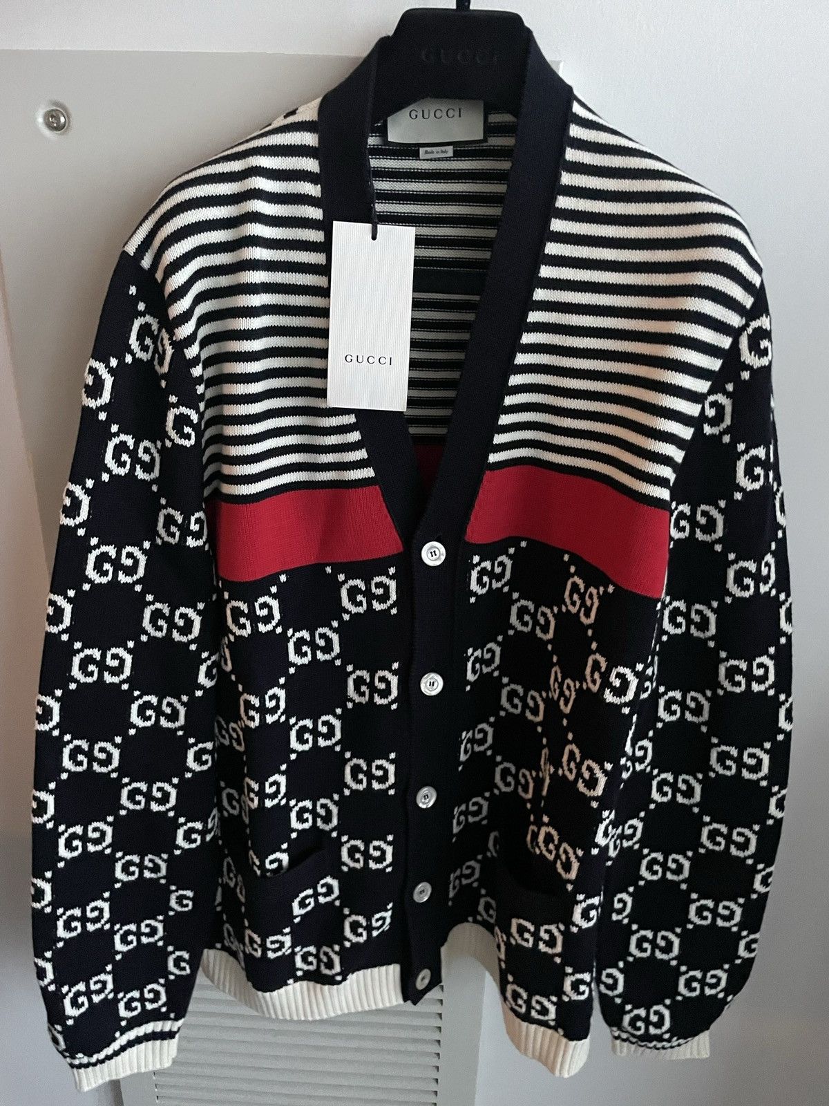 Gucci Rare Super Limited Runway Brand NEW GG Logo Cardigan Sweater Size US M / EU 48-50 / 2 - 20 Thumbnail