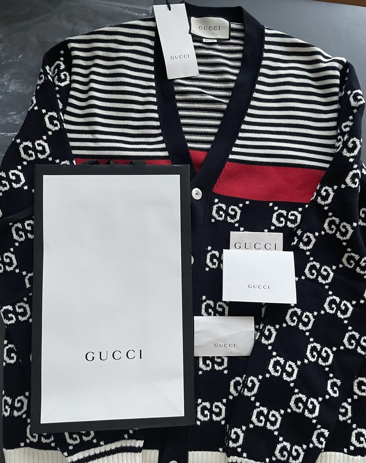 Gucci Rare Super Limited Runway Brand NEW GG Logo Cardigan Sweater Size US M / EU 48-50 / 2 - 2 Thumbnail