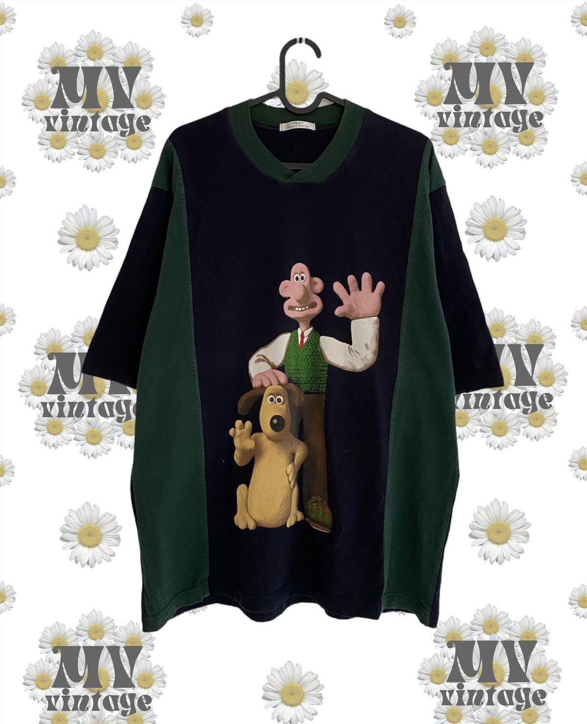 image of Cartoon Network x Movie Wallace And Gromit 90's Vintage T Shirt Movie Cartoon in Black (Size Large)