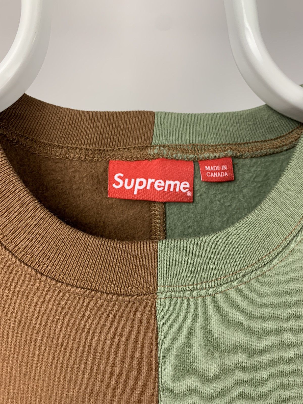 Supreme 2018 Supreme Split Crewneck Sweatshirt Olive Brown Medium Size US M / EU 48-50 / 2 - 5 Thumbnail