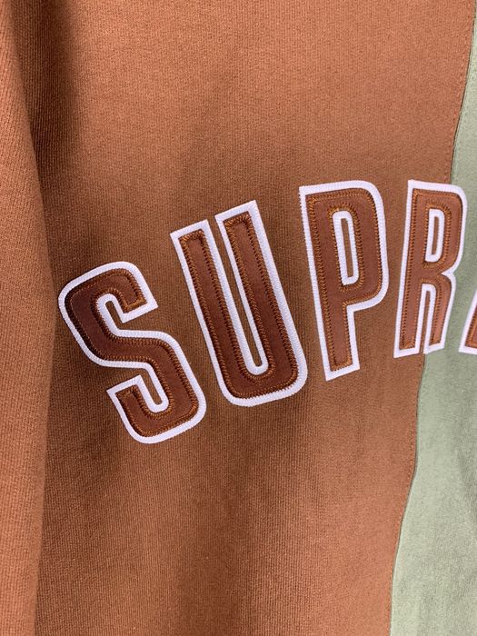 Supreme 2018 Supreme Split Crewneck Sweatshirt Olive Brown Medium