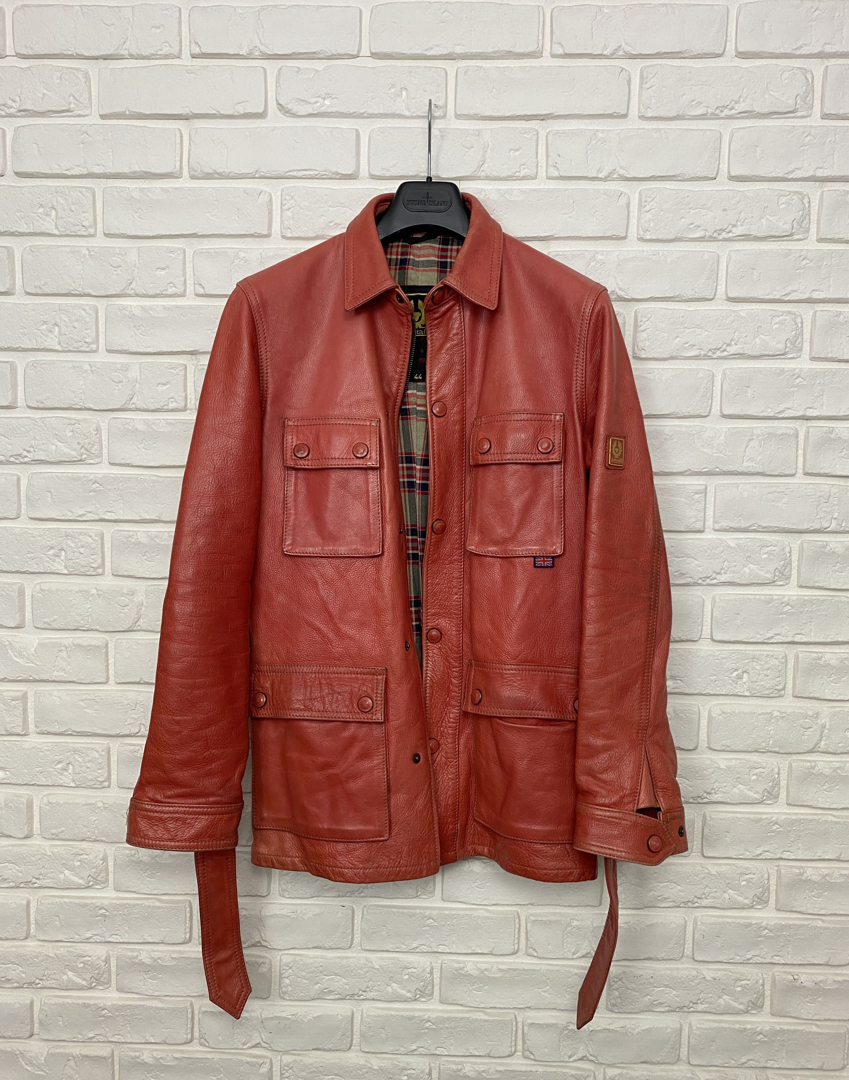 image of Belstaff Trialmaster Panther Leather Jacket Motorcycle Size 44 in Coral Red, Women's