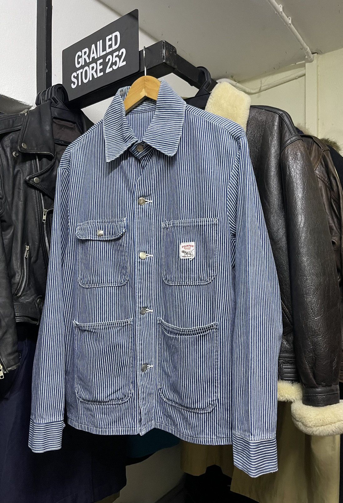 image of Made In USA x Pointer Hickory Stripe Chore Jacket, Men's (Size Medium)