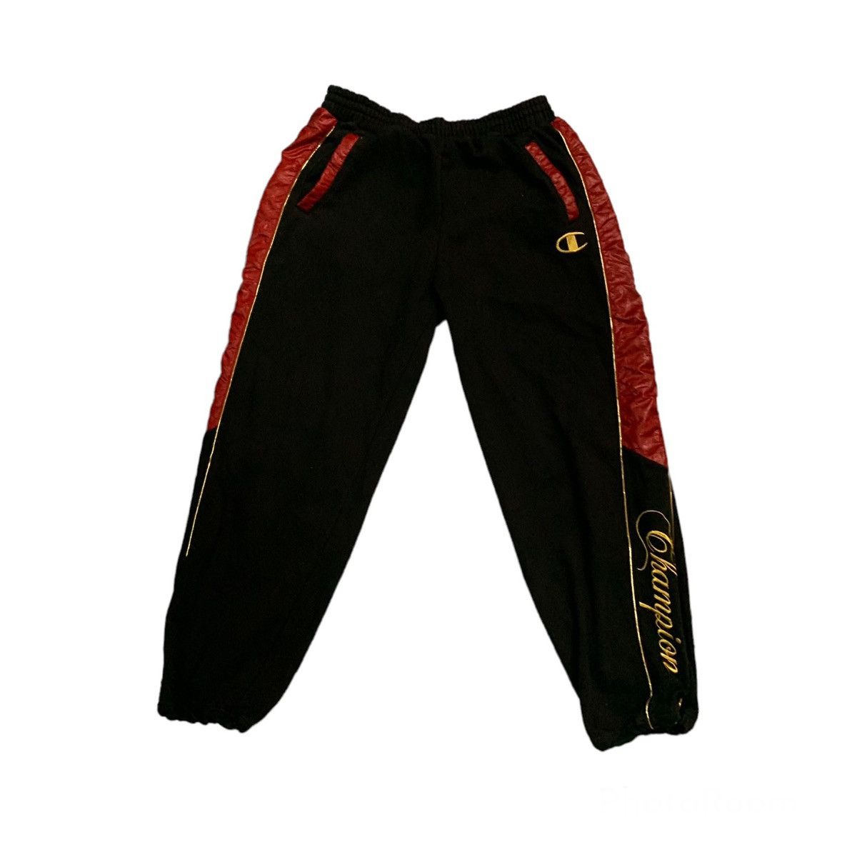 Vintage Champions Joggers CHAMPION Mens Graphic Tracksuit Trousers Joggers  Small Black
