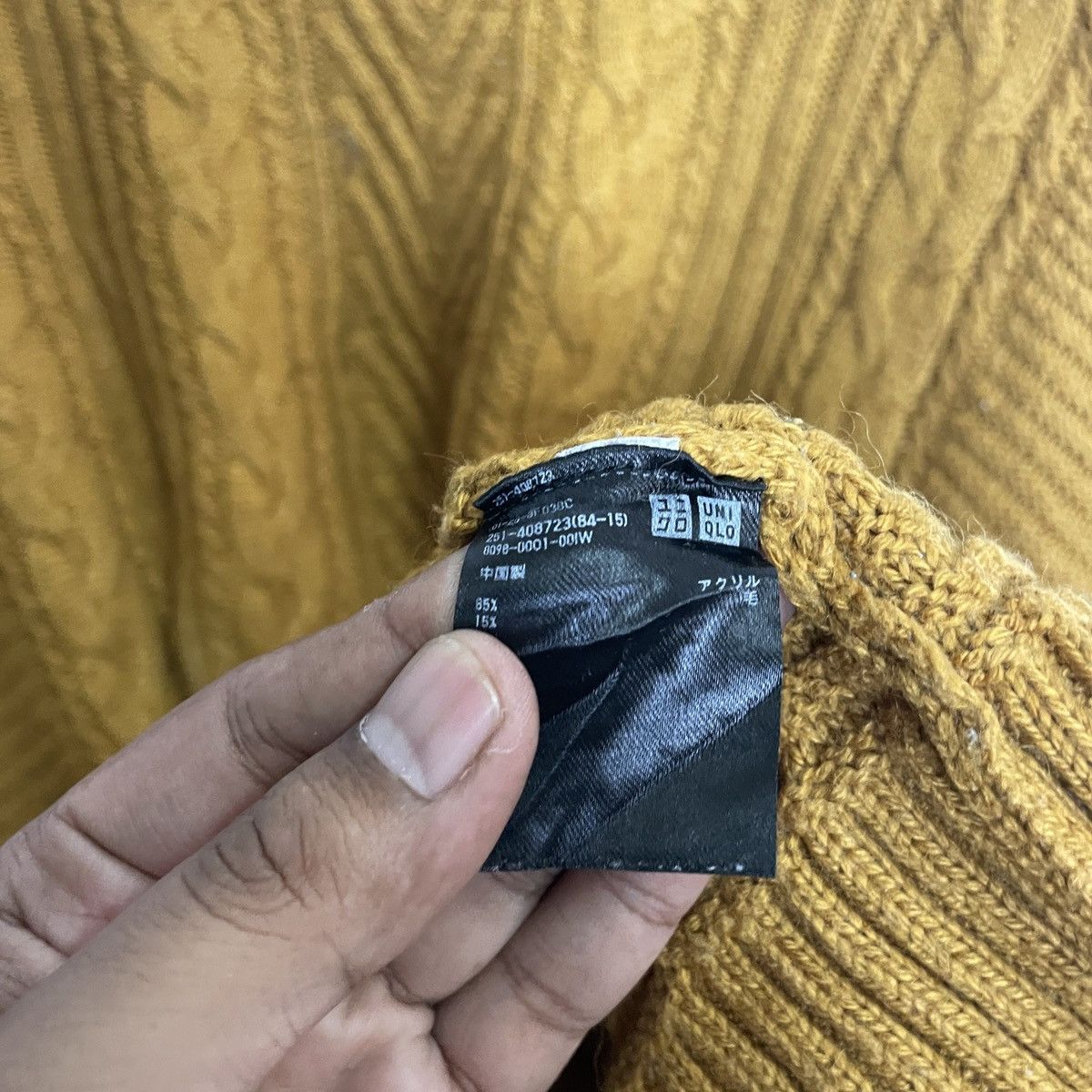 Uniqlo Vintage Uniqlo Drawstring Honeycomb Cable Knitwear Jumper Size US M / EU 48-50 / 2 - 6 Thumbnail
