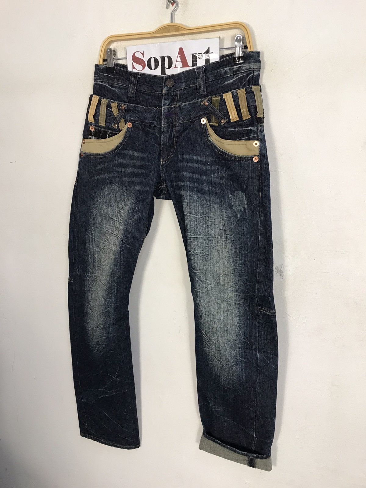 Japanese Brand × Vintage Vintage Explosion Double Waist Pocket Design Jeans Size US 32 / EU 48 - 4 Thumbnail