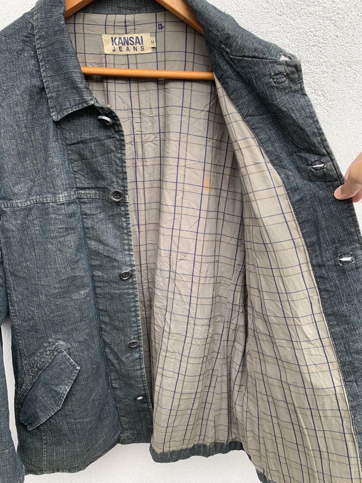 Japanese Brand 90s Kansai Yamamoto Denim Jeans Chore Jacket Size US XL / EU 56 / 4 - 4 Thumbnail