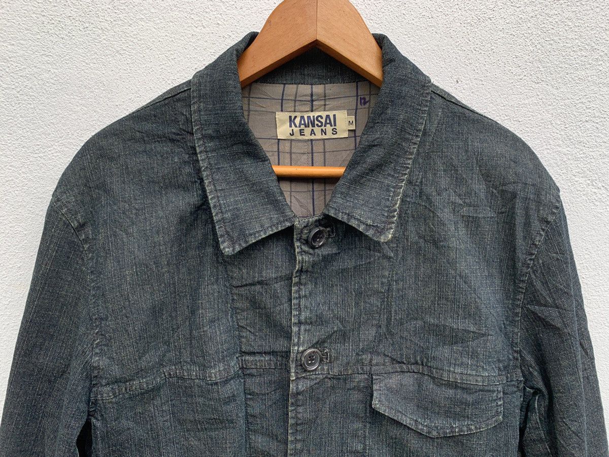 Japanese Brand 90s Kansai Yamamoto Denim Jeans Chore Jacket Size US XL / EU 56 / 4 - 2 Thumbnail