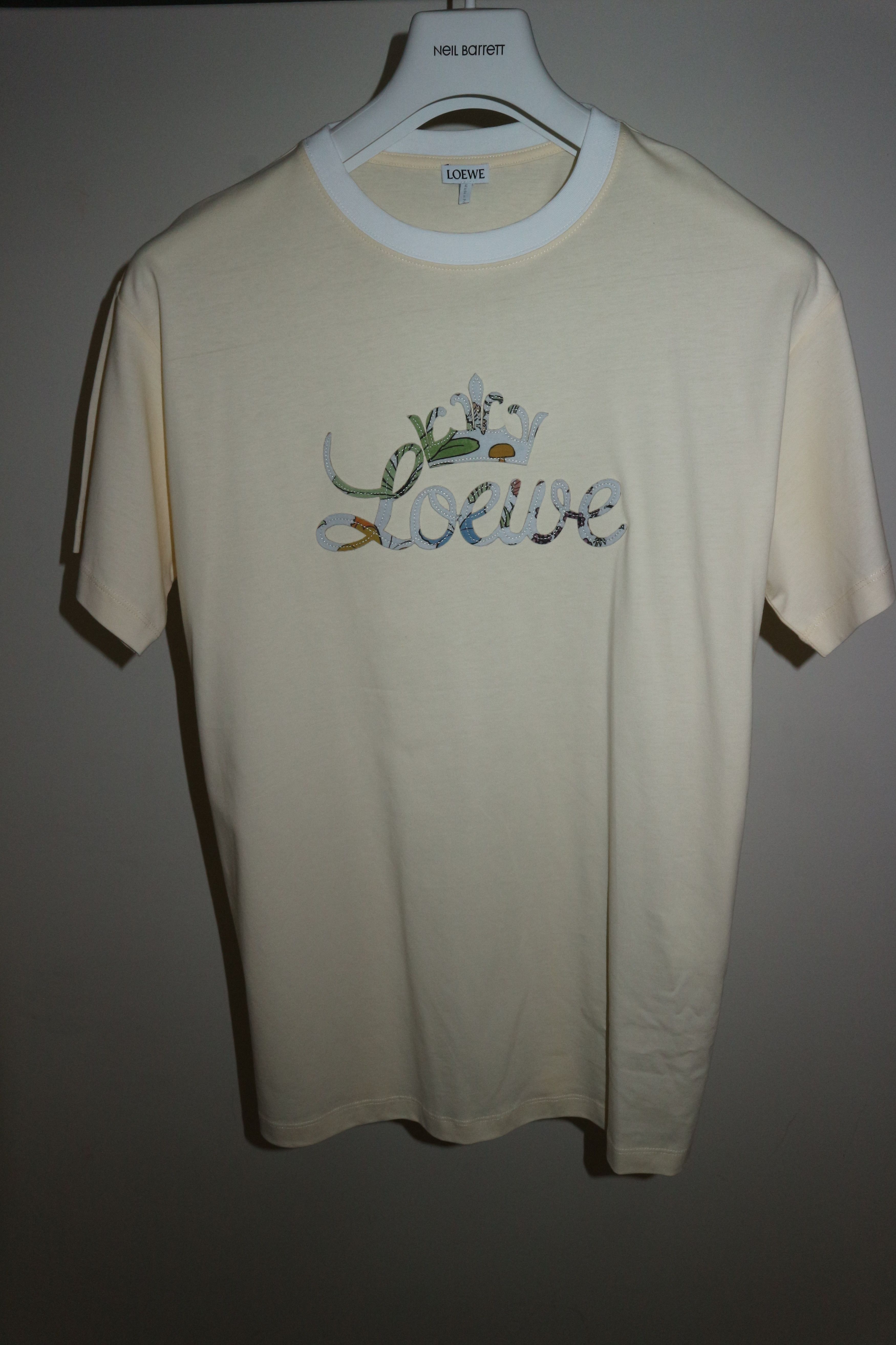 image of Loewe Floral Herbarium Appliqué Tshirt in Ecru, Men's (Size XS)