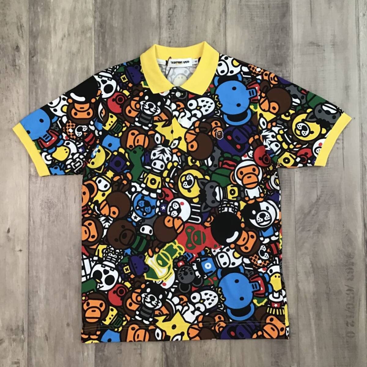image of Bape Milo Animal Safari Polo Shirt A Bathing Ape Nigo in Yellow, Men's (Size Small)