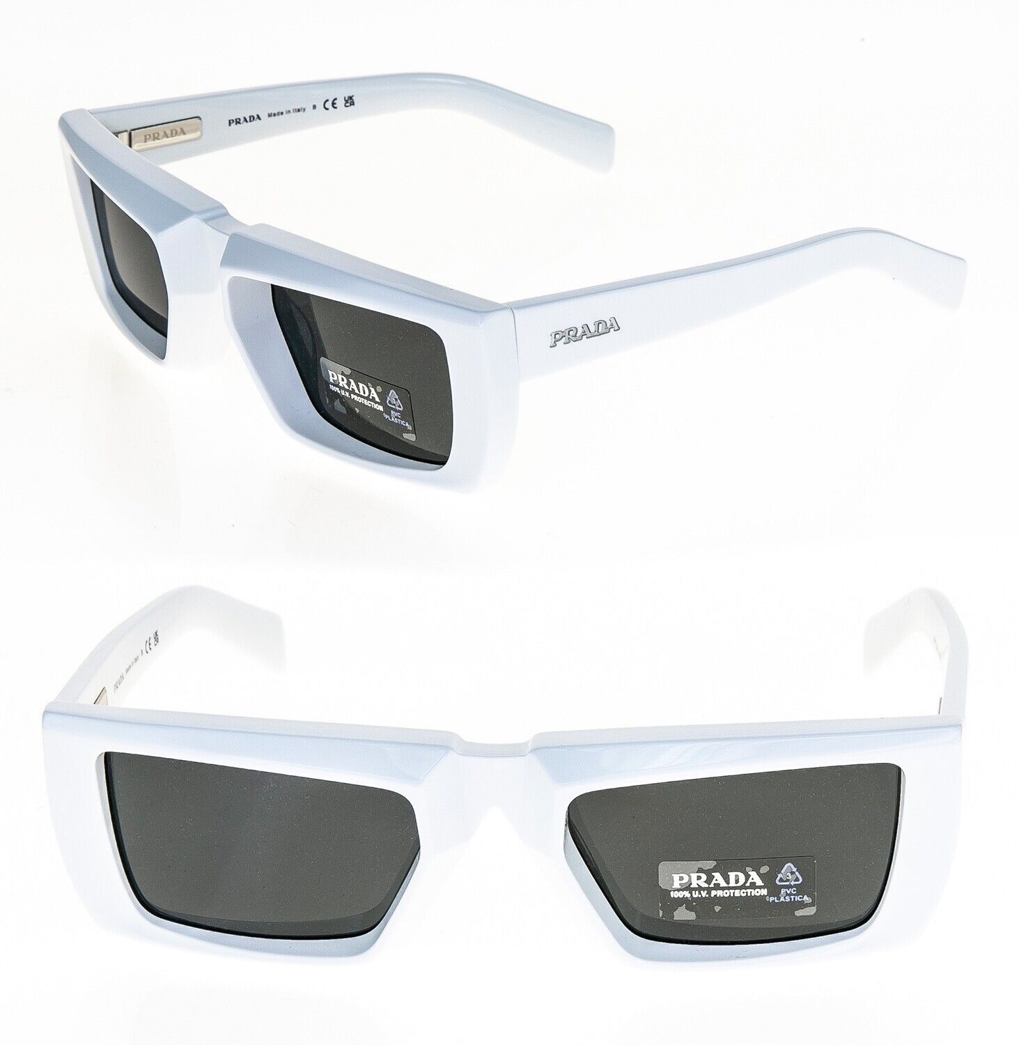 PRADA SYMBOLE Runway White Futuristic Rectangle PR 24YS 24Y