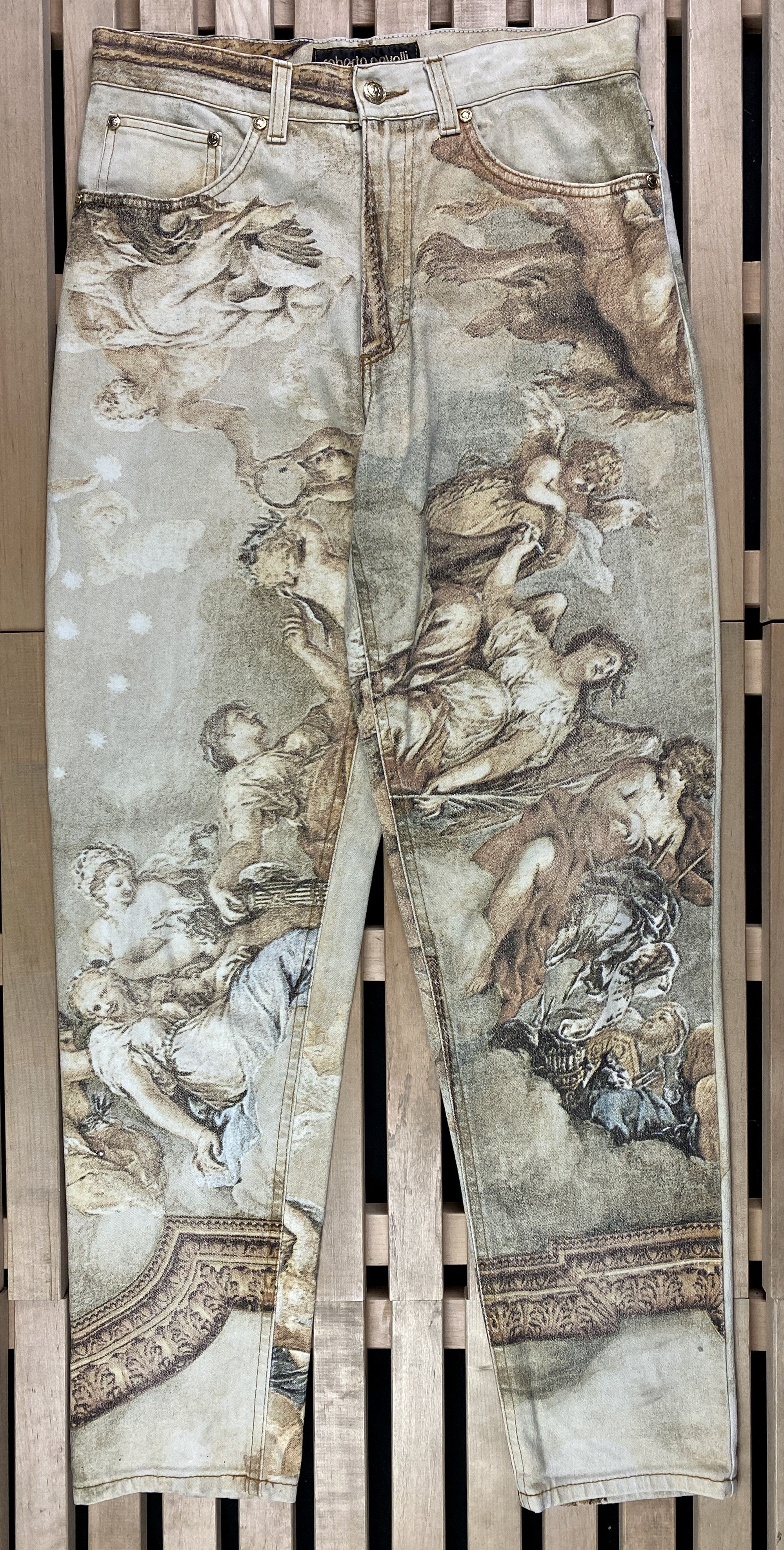 image of Renaissance Culture x Roberto Cavalli Mens Renaissance Denim Pants Roberto Cavalli Vintage Size M