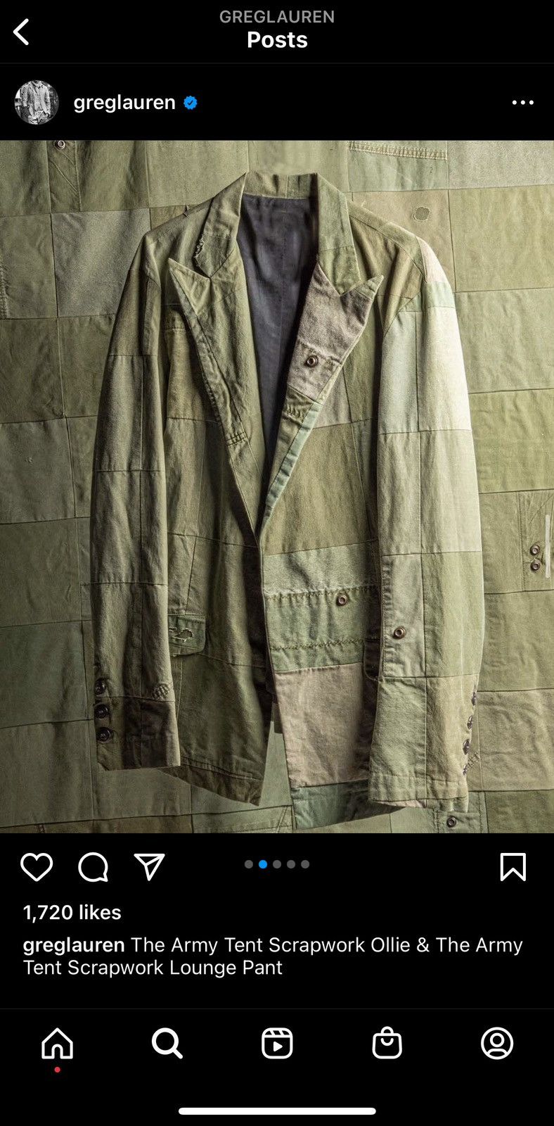 Greg Lauren Tent Scrapwork Ollie Size US L / EU 52-54 / 3 - 6 Thumbnail
