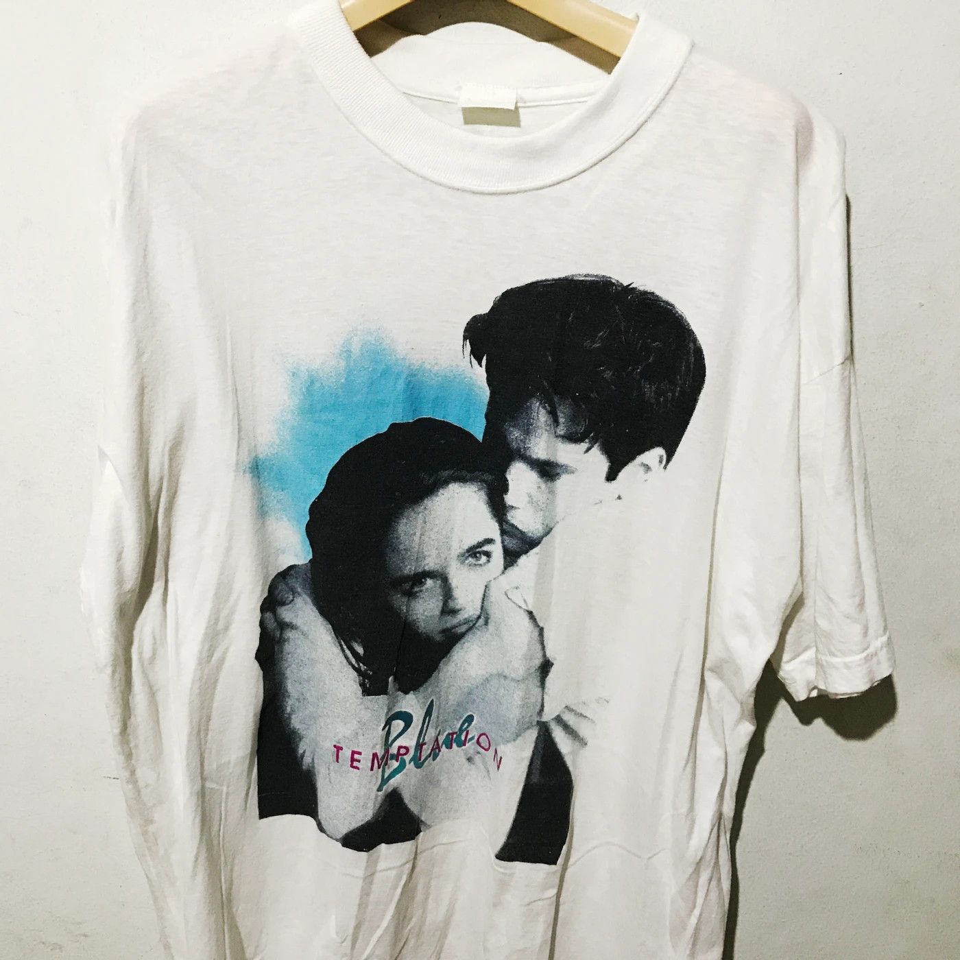Band Tees × Vintage 90s Blue Temptation - not hoodie leather parka jacket Size US L / EU 52-54 / 3 - 4 Thumbnail