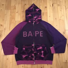 BAPE Color Camo NW20 Full Zip Shark Hoodie Grey/Purple Men's - SS14 - GB