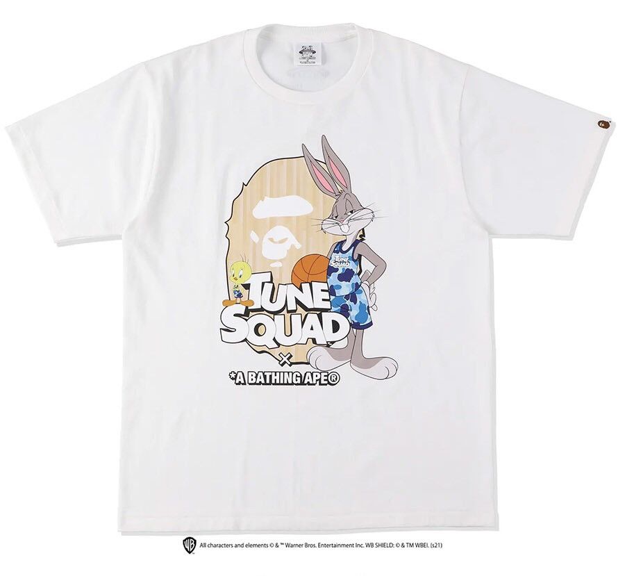 image of Bape X Space Jam Ape Head Tee in White, Men's (Size Medium)