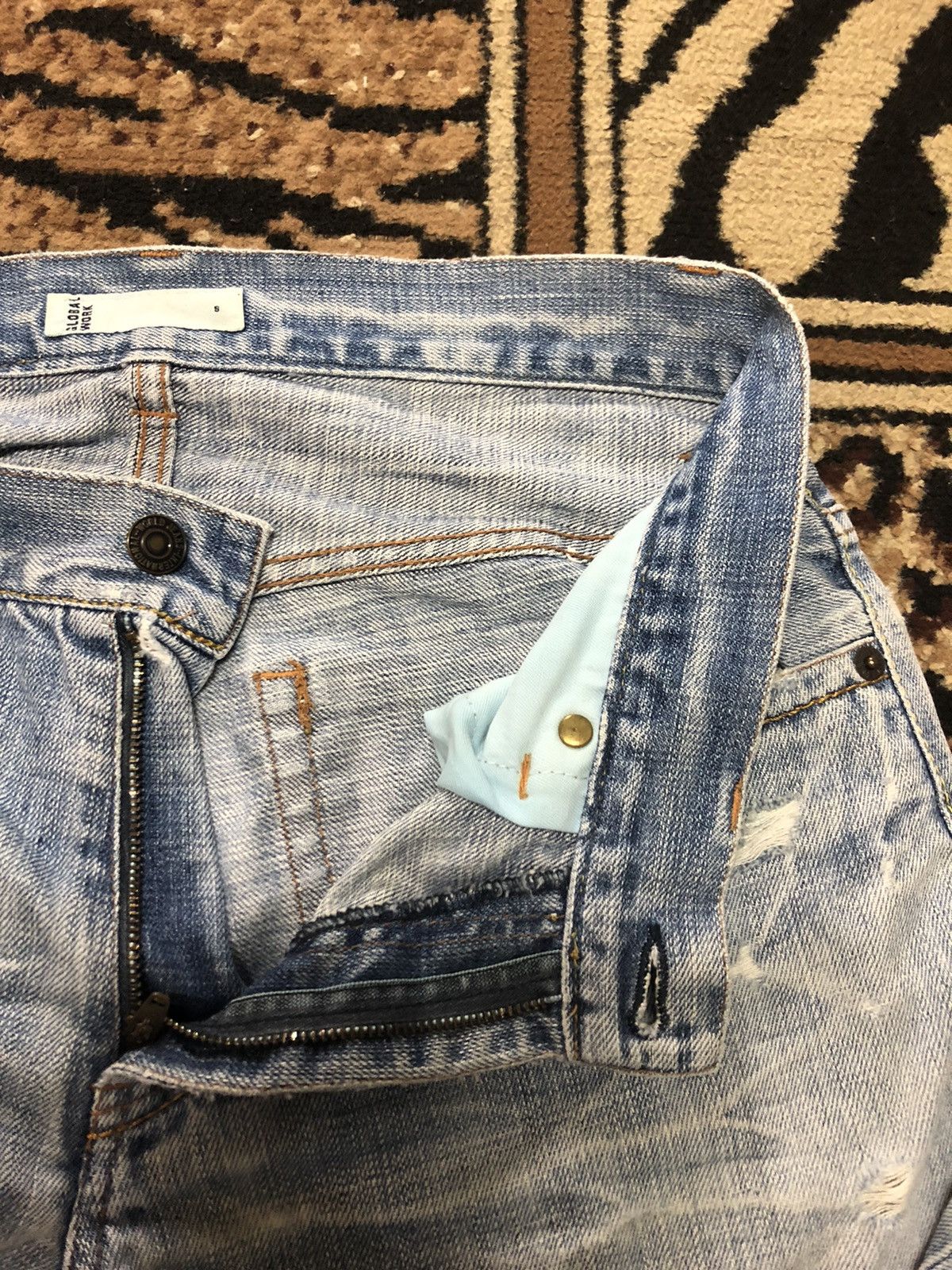 Global Work × Salvage GLOBAL WORK SELVEDGE QUARTER SHORT DISTRESSED DENIM JAPAN 🇯🇵 Size US 29 - 6 Thumbnail