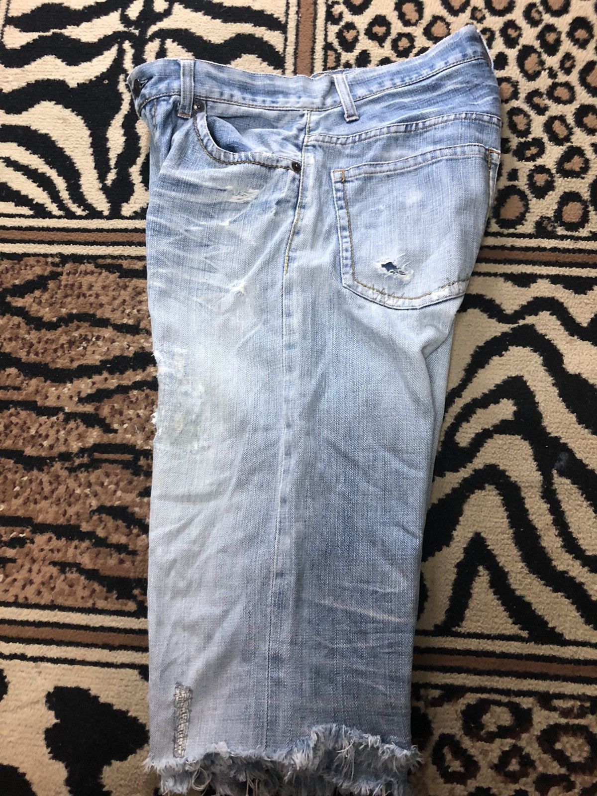 Global Work × Salvage GLOBAL WORK SELVEDGE QUARTER SHORT DISTRESSED DENIM JAPAN 🇯🇵 Size US 29 - 10 Thumbnail