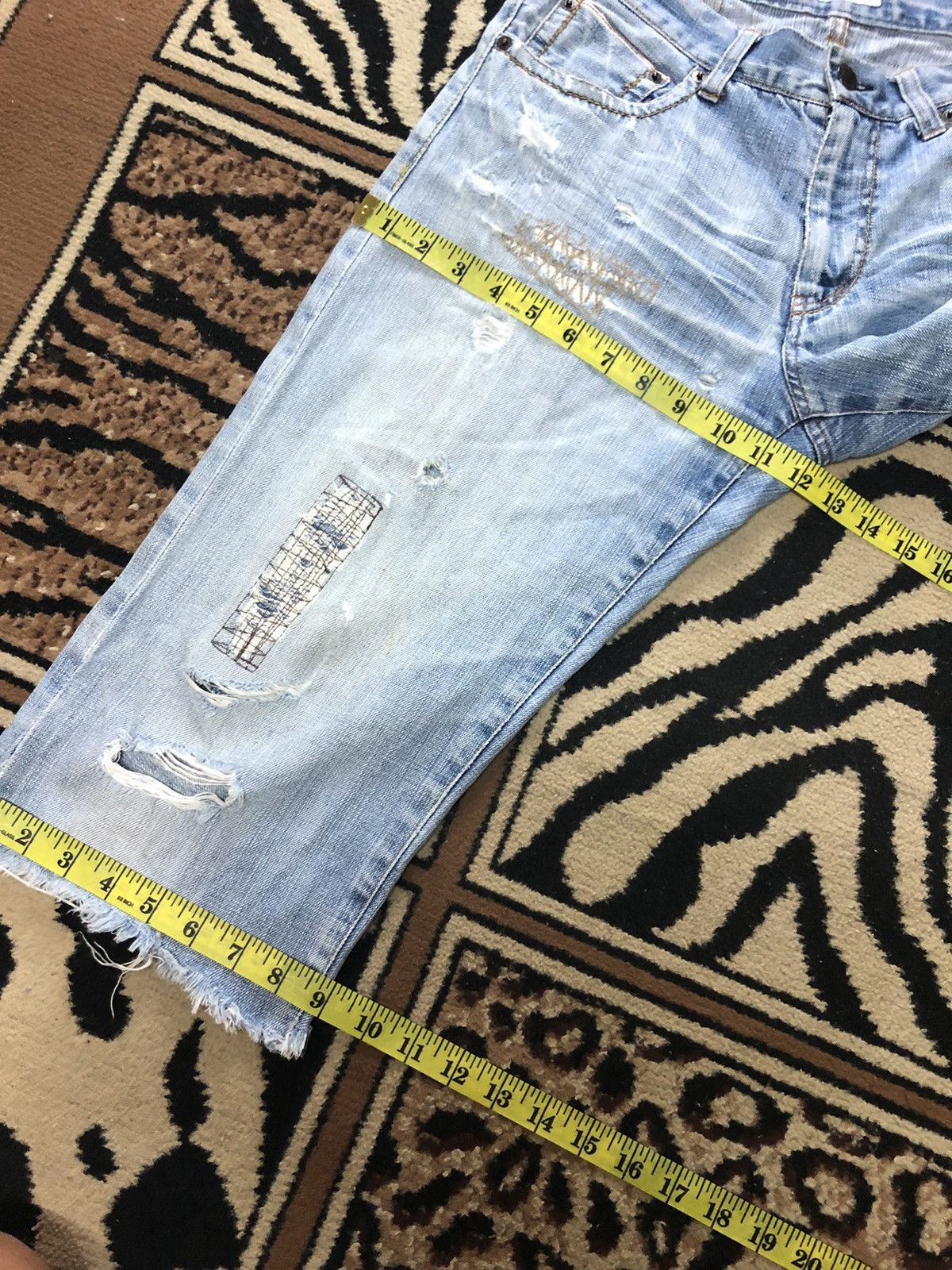 Global Work × Salvage GLOBAL WORK SELVEDGE QUARTER SHORT DISTRESSED DENIM JAPAN 🇯🇵 Size US 29 - 14 Thumbnail