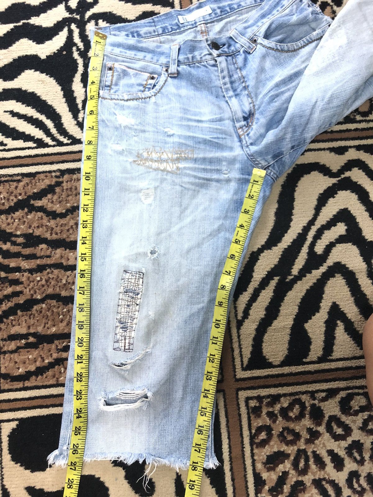 Global Work × Salvage GLOBAL WORK SELVEDGE QUARTER SHORT DISTRESSED DENIM JAPAN 🇯🇵 Size US 29 - 13 Thumbnail