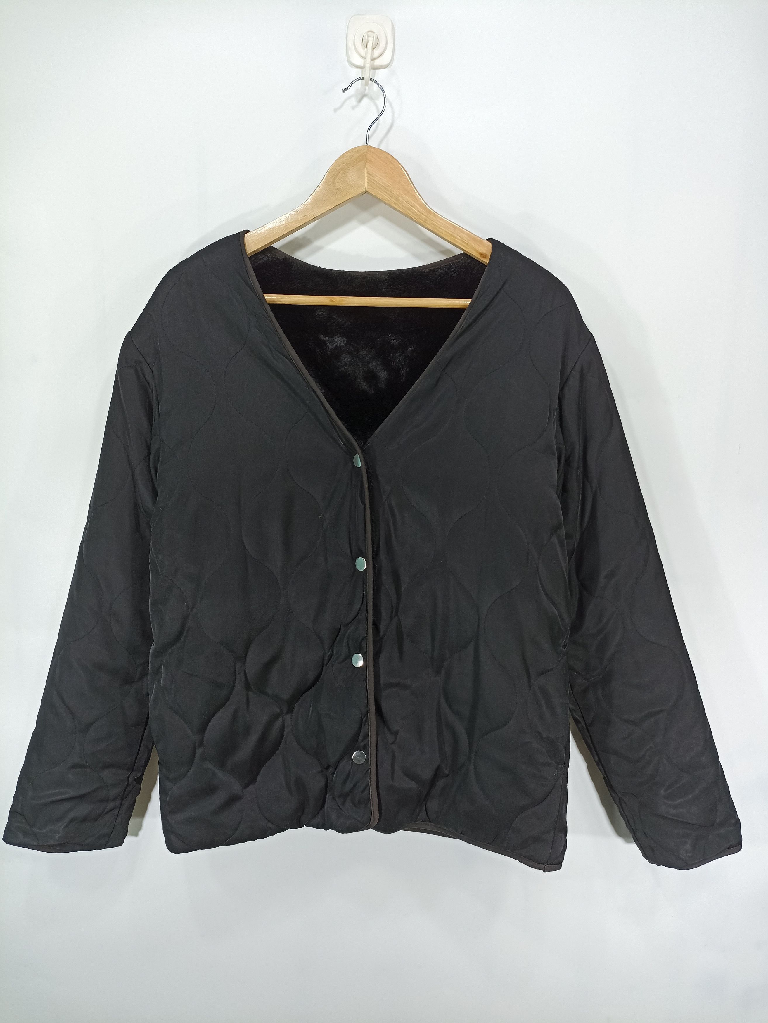 Japanese Brand Emoda Reversible Pile Fleece Quilted Cardigan Jacket Size US S / EU 44-46 / 1 - 2 Thumbnail
