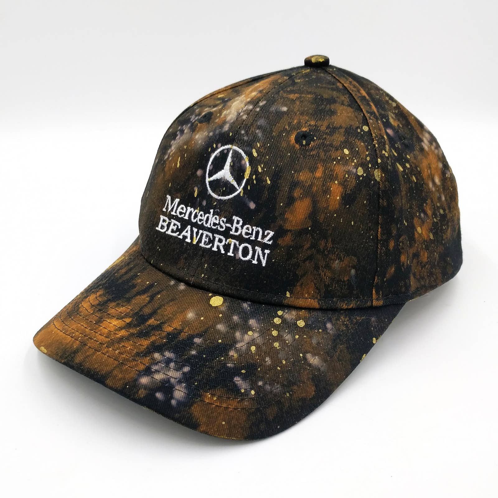Mercedes-Benz Mercedes Benz Custom Painted Tie Dye Bleached Trucker Hat Size ONE SIZE - 3 Thumbnail