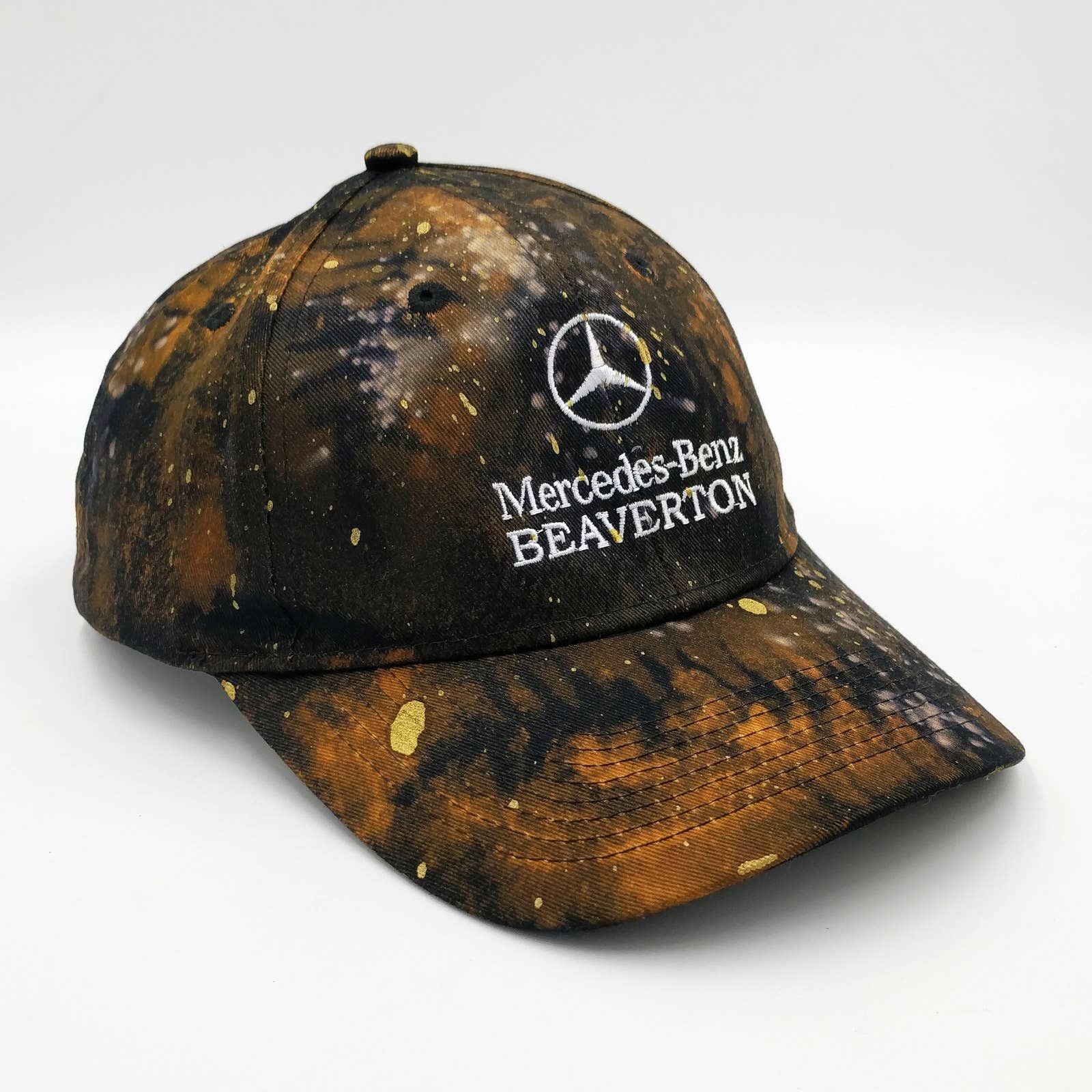 Mercedes-Benz Mercedes Benz Custom Painted Tie Dye Bleached Trucker Hat Size ONE SIZE - 1 Thumbnail