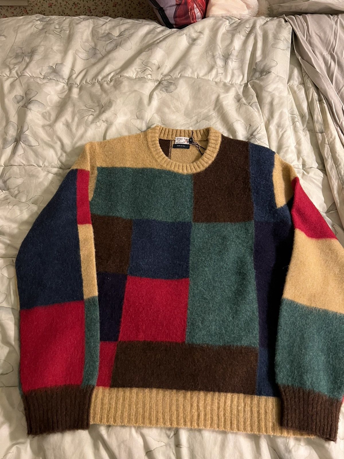 image of Aime Leon Dore x Drakes Ald / Drake's Colorblock Crewneck Sweater, Men's (Size XL)