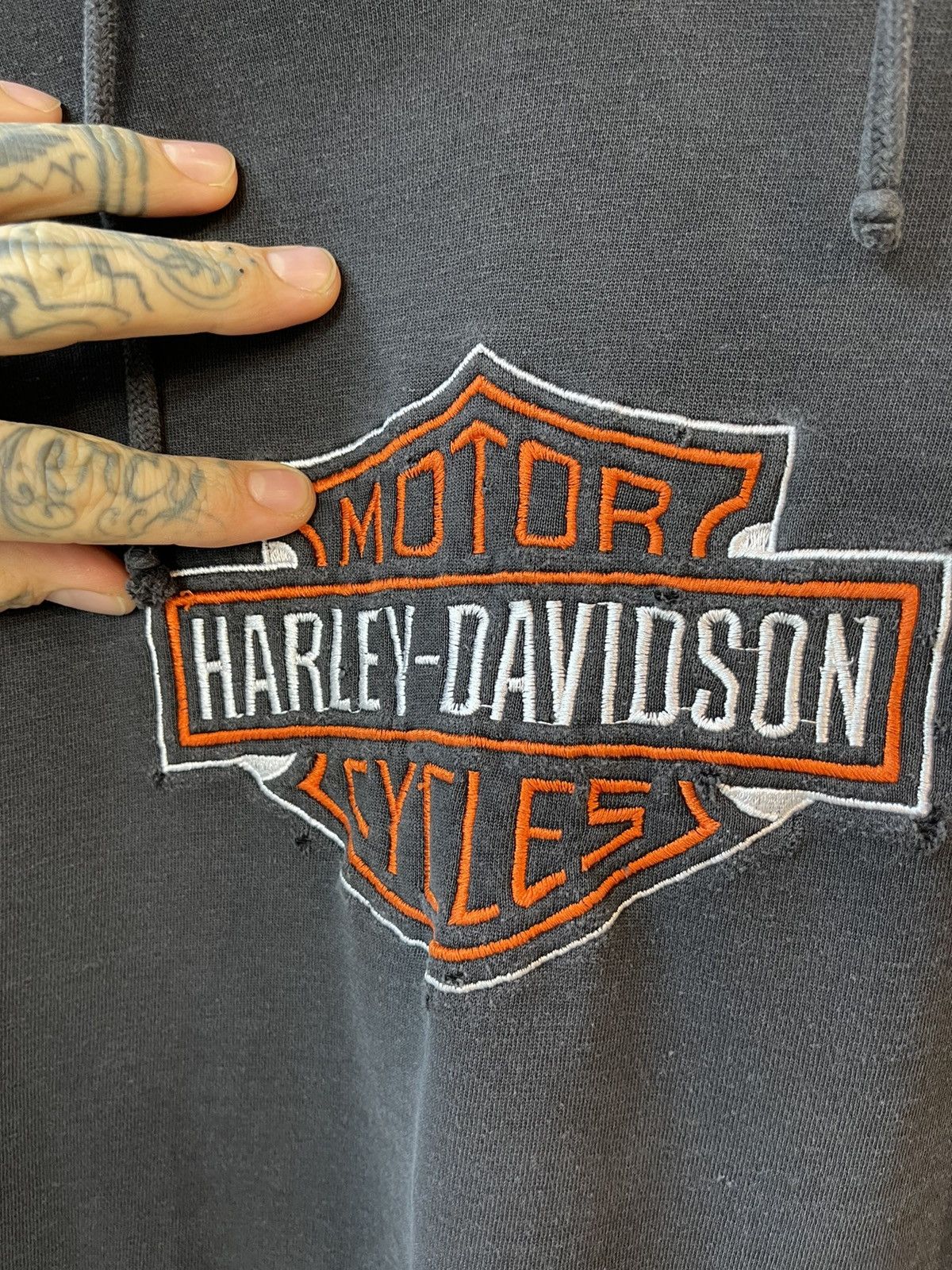 Harley Davidson × Vintage Vintage THRASHED Black Hoodie Harley Davidson Logo Front Size US M / EU 48-50 / 2 - 6 Thumbnail