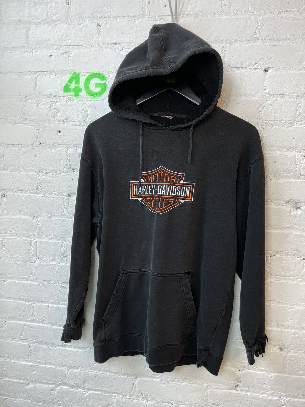 Harley Davidson × Vintage Vintage THRASHED Black Hoodie Harley Davidson Logo Front Size US M / EU 48-50 / 2 - 4 Thumbnail