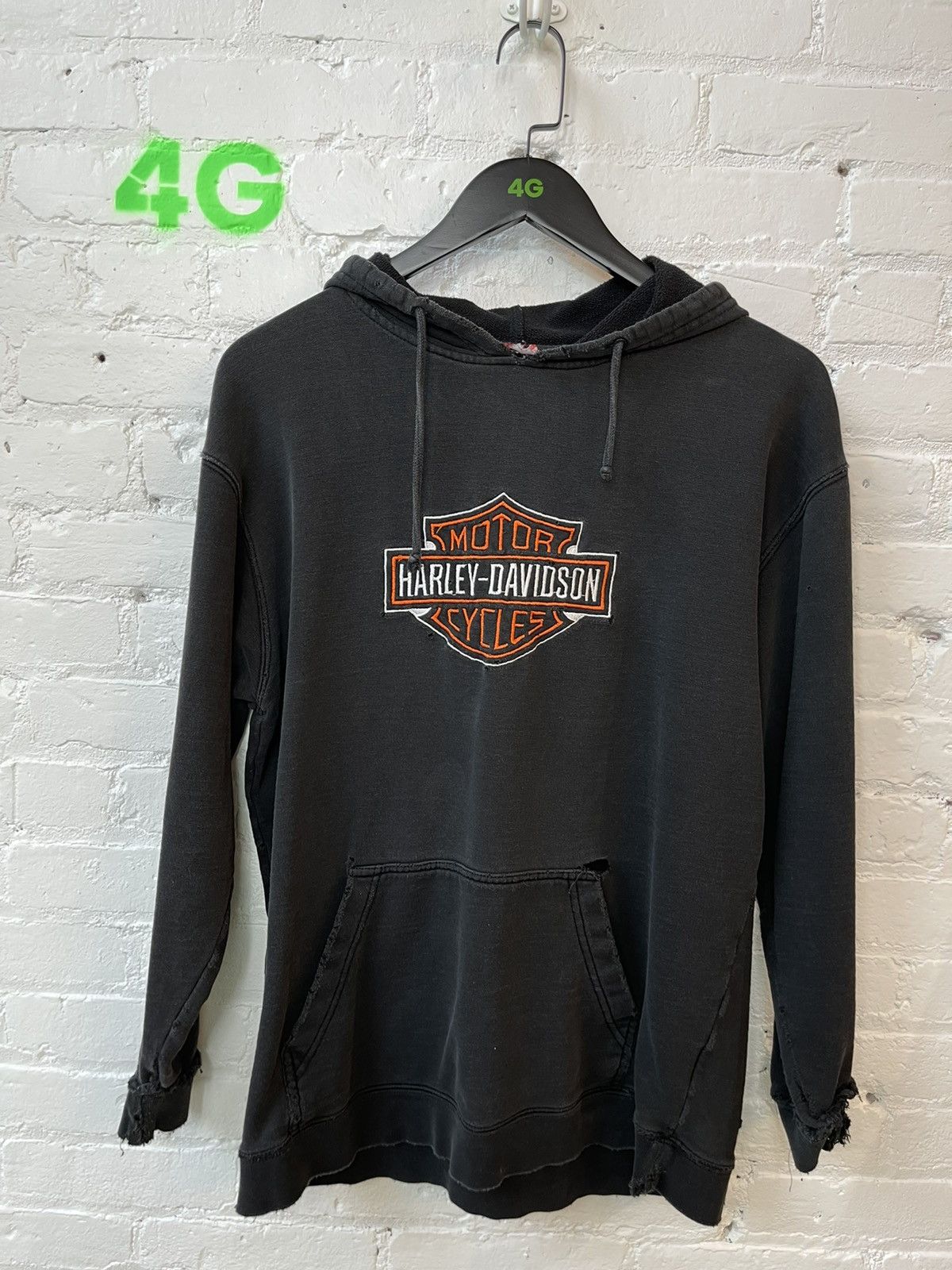 Harley Davidson × Vintage Vintage THRASHED Black Hoodie Harley Davidson Logo Front Size US M / EU 48-50 / 2 - 3 Thumbnail