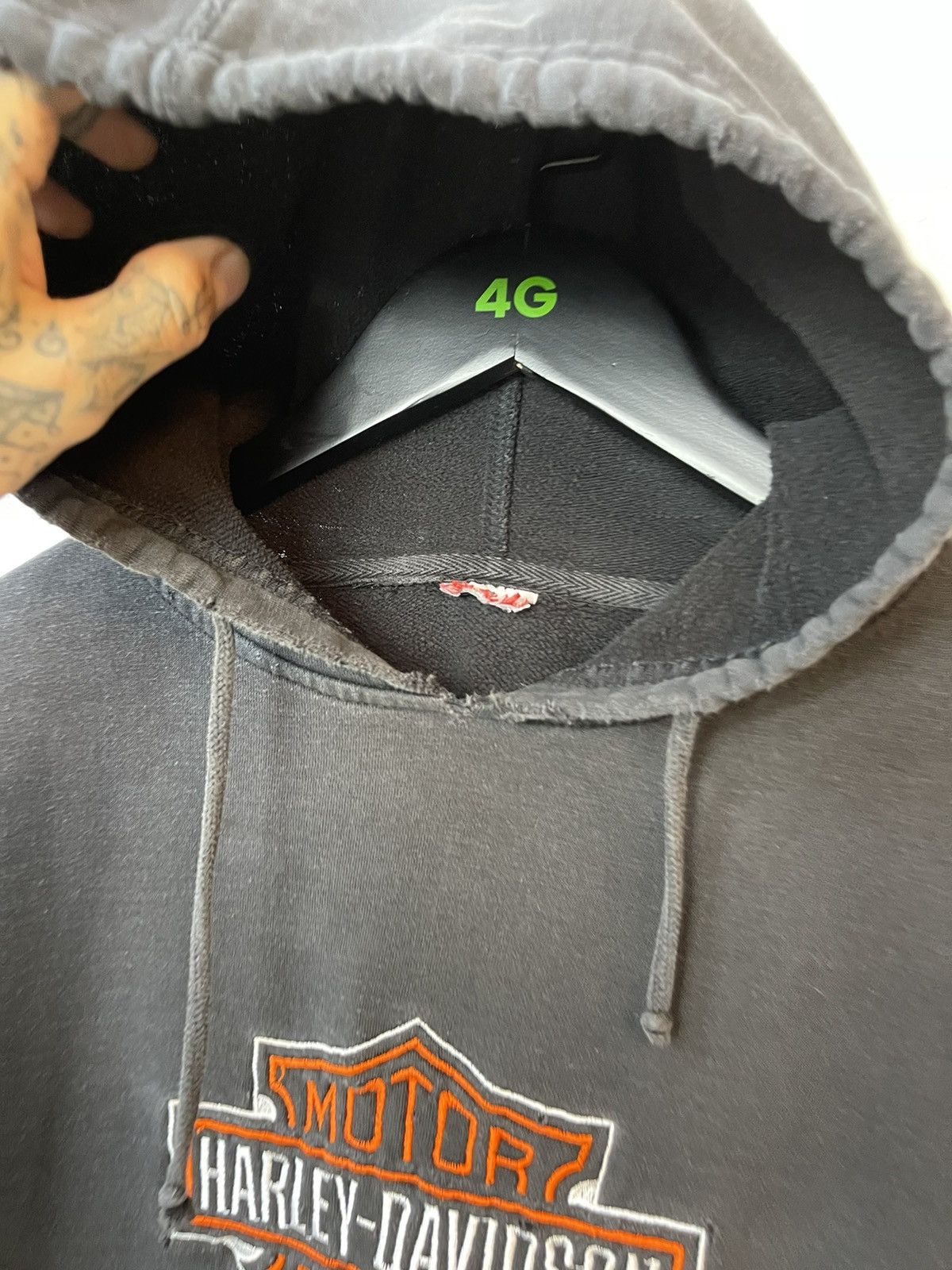 Harley Davidson × Vintage Vintage THRASHED Black Hoodie Harley Davidson Logo Front Size US M / EU 48-50 / 2 - 9 Thumbnail