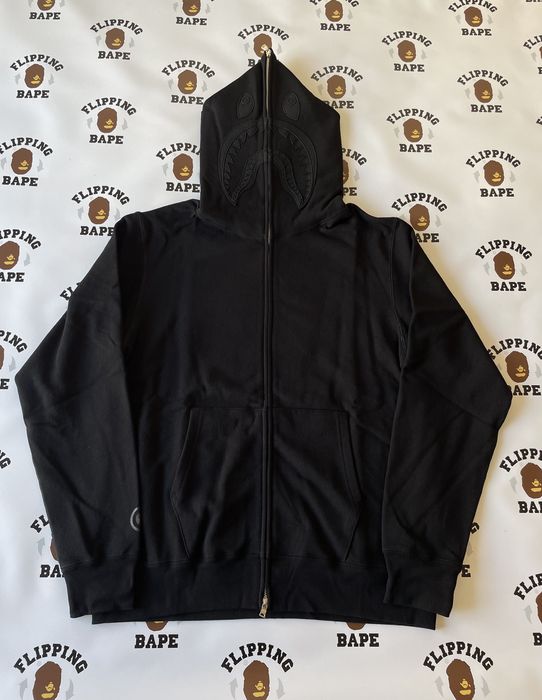 Bape BAPE TRIPLE BLACK SHARK FULL ZIP HOODIE (2023) | Grailed