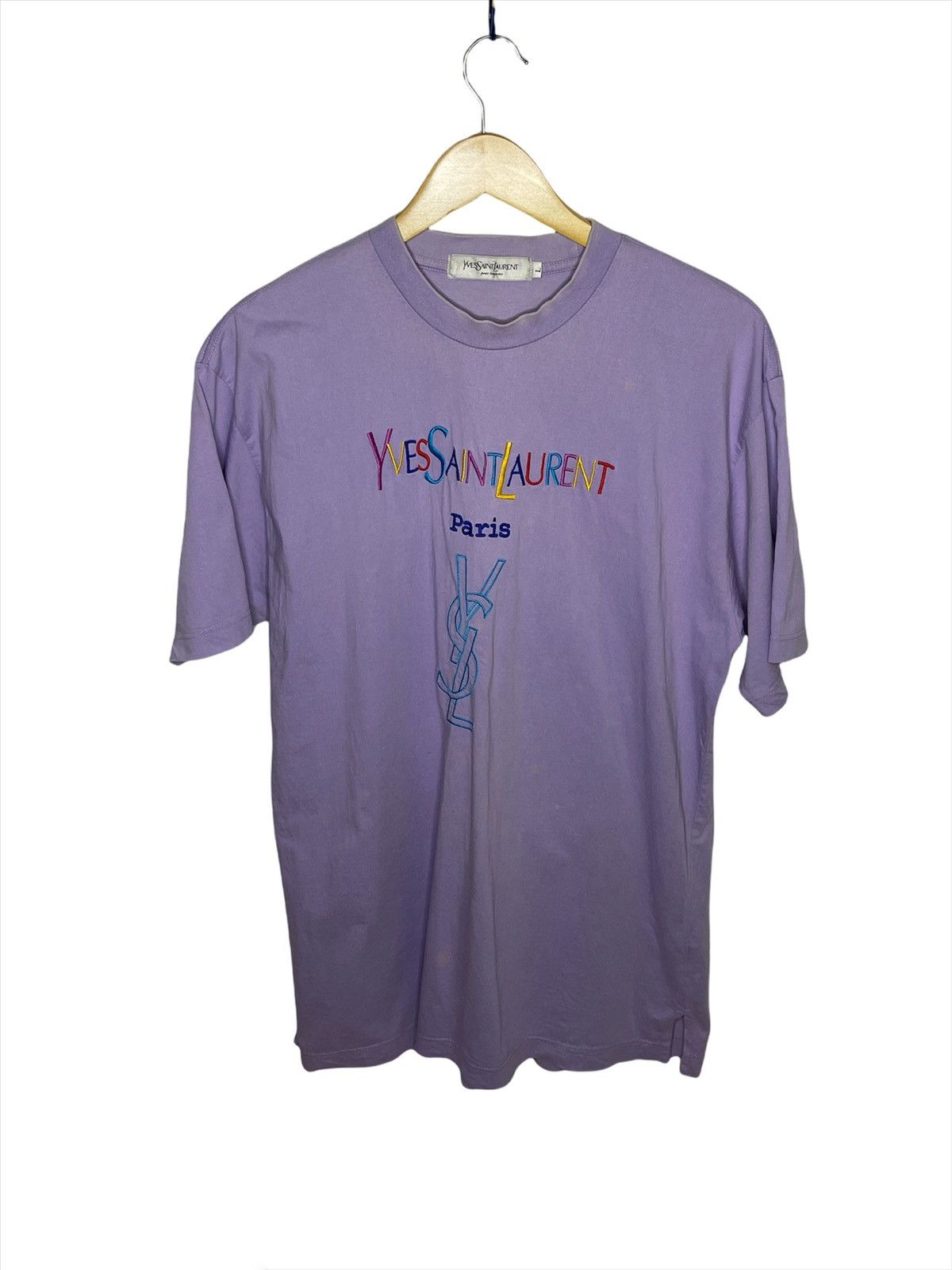 Yves Saint Laurent Embroidered Rainbow Logo T-Shirt