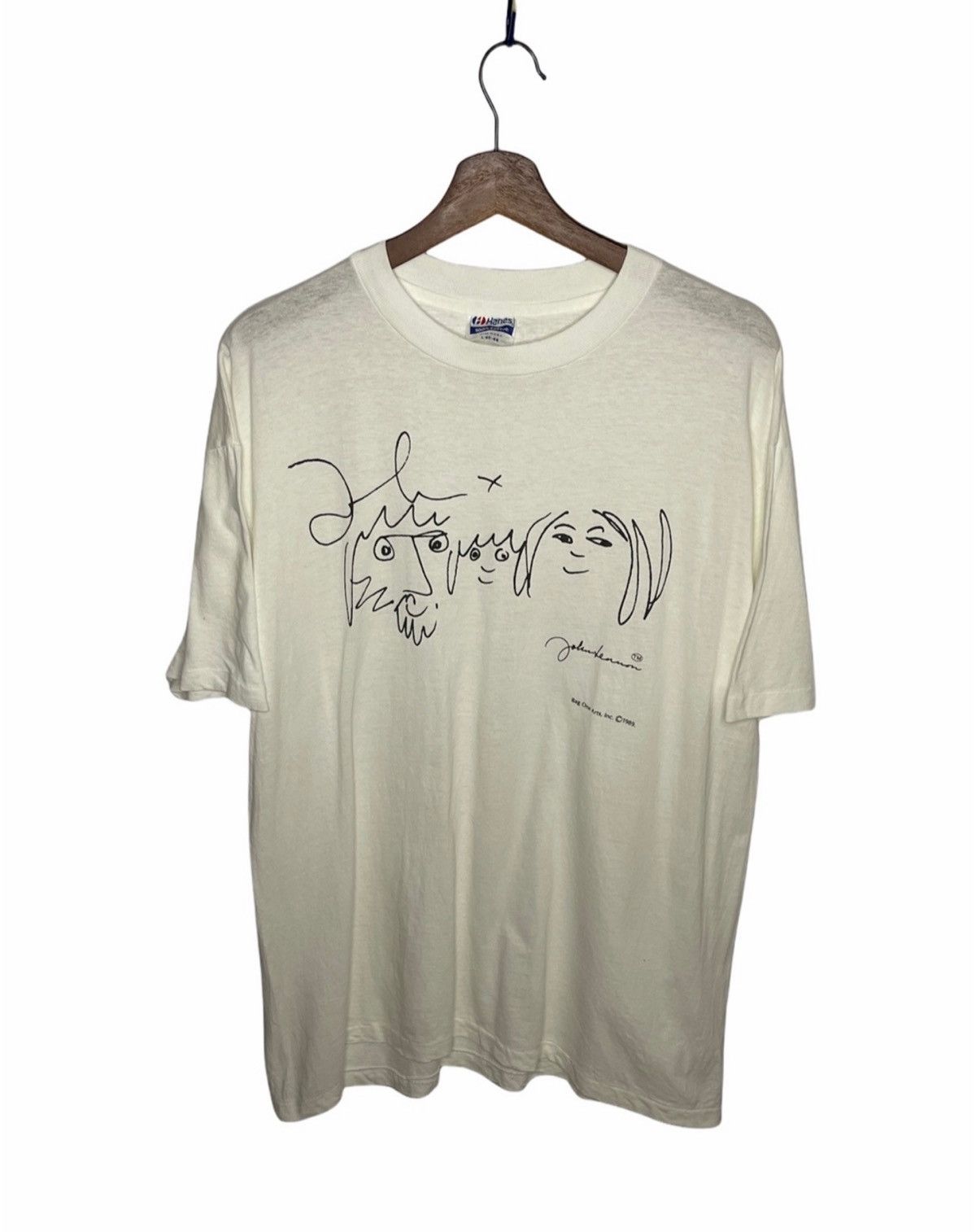 image of Band Tees x John Lennon Vintage John Lennon 1989 Bag One Art T-Shirt in White, Men's (Size Large)