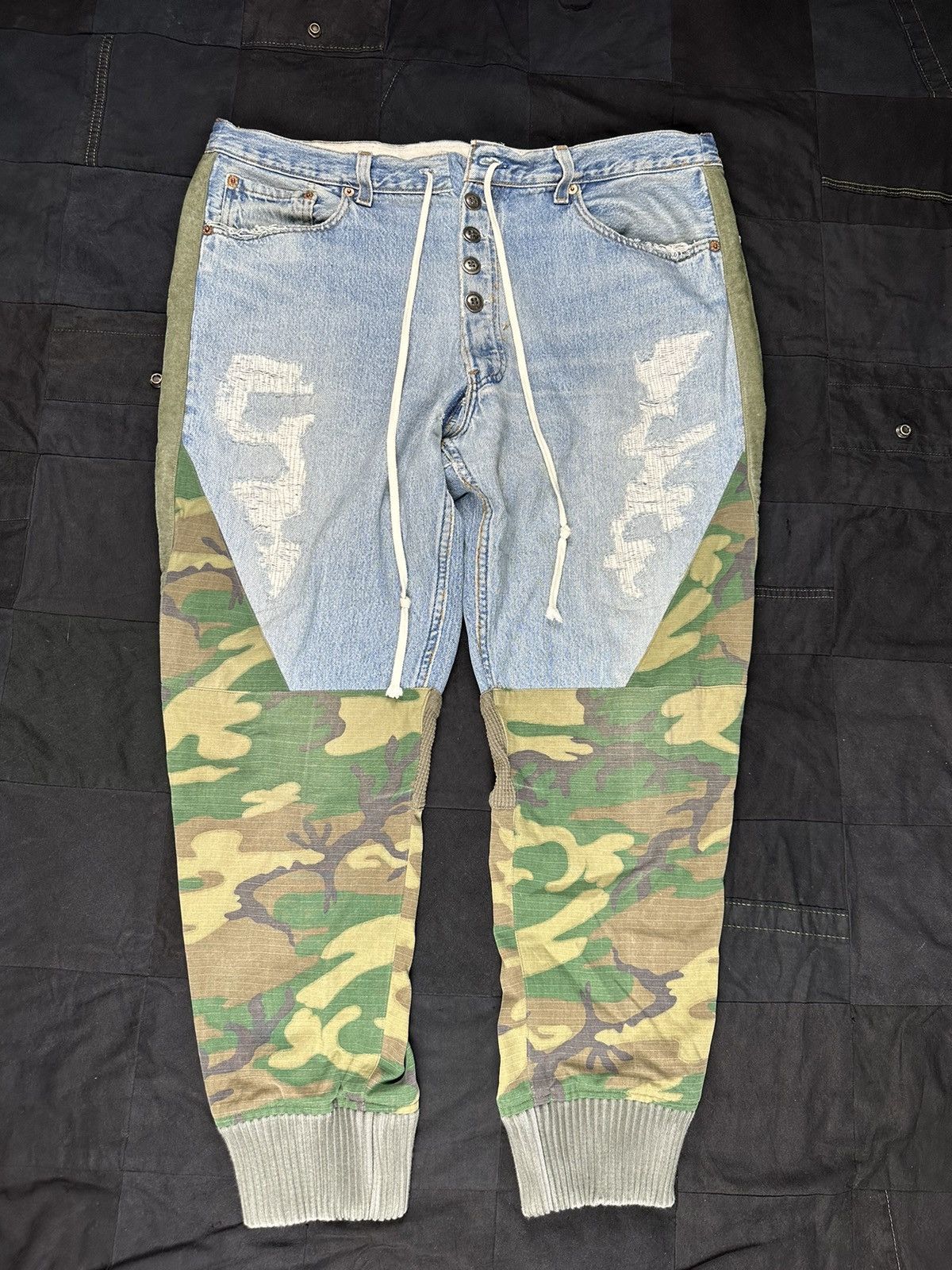 image of Greg Lauren Denim / Army Cargo Gl Pant in Green, Men's (Size 36)