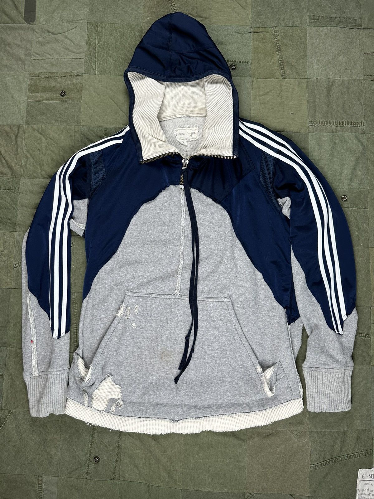 image of Greg Lauren Adidas Hi-Tech Hoodie in Grey, Men's (Size Large)
